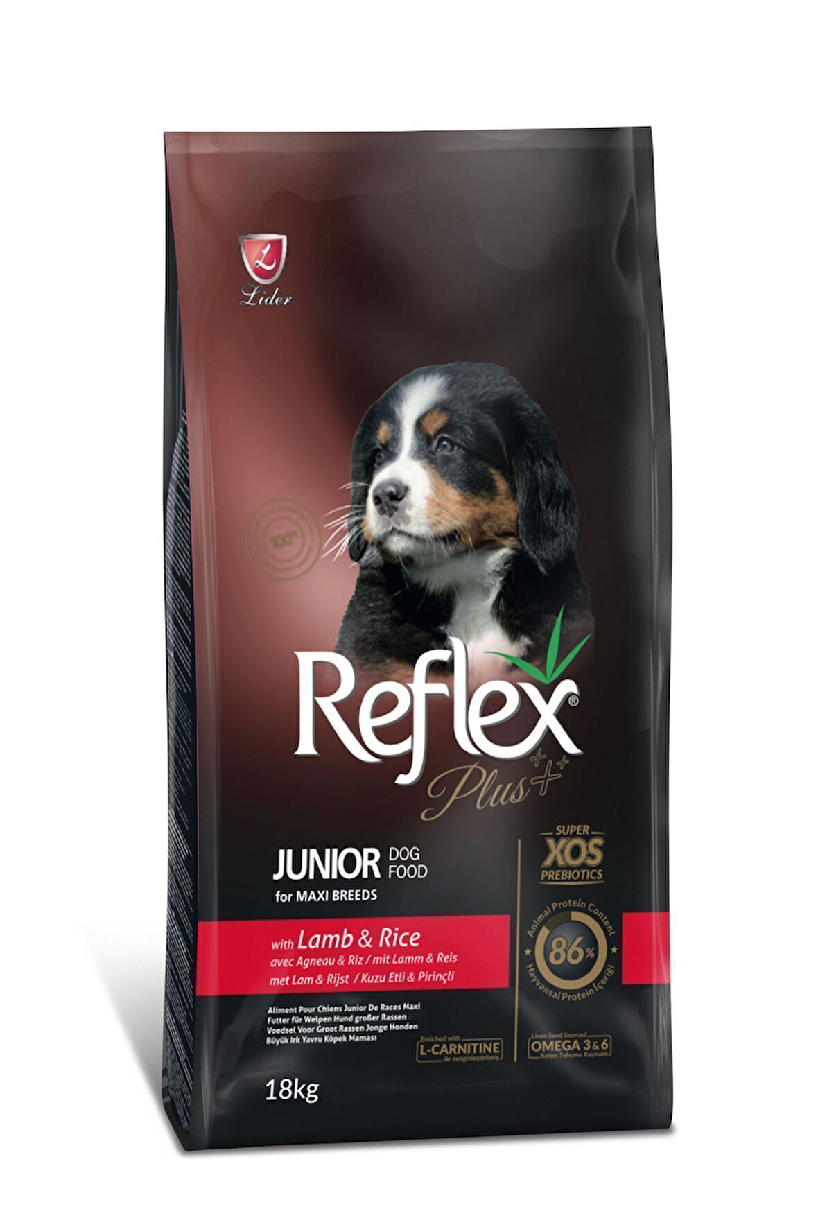 REFLEX  Plus Junior Kuzu Etli Pirinçli Büyük Irk Yavru Köpek Maması 18 Kg