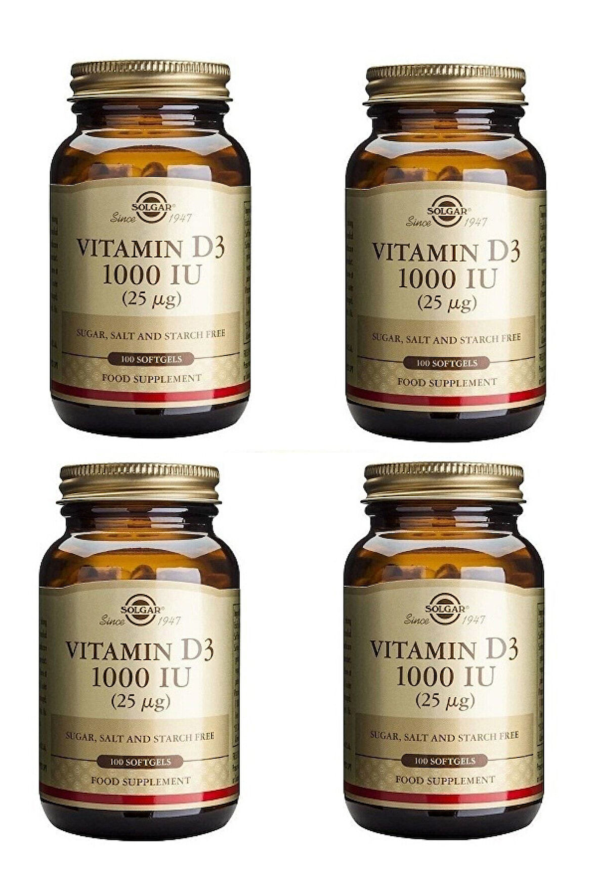 Vitamin D3 1000 Iu 25 mg (100 Kapsül) X4 Adet