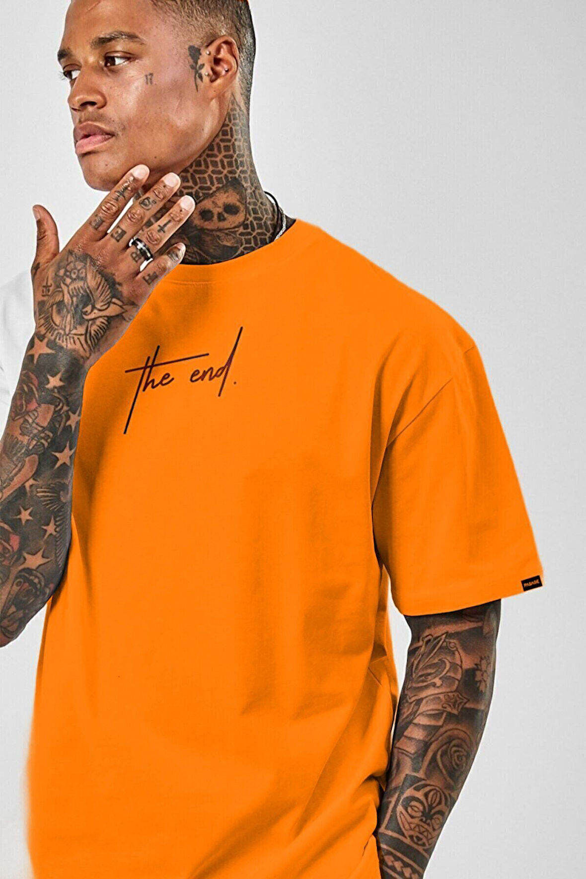 Unisex The End Baskılı Oersize Penye T-shirt Tişört