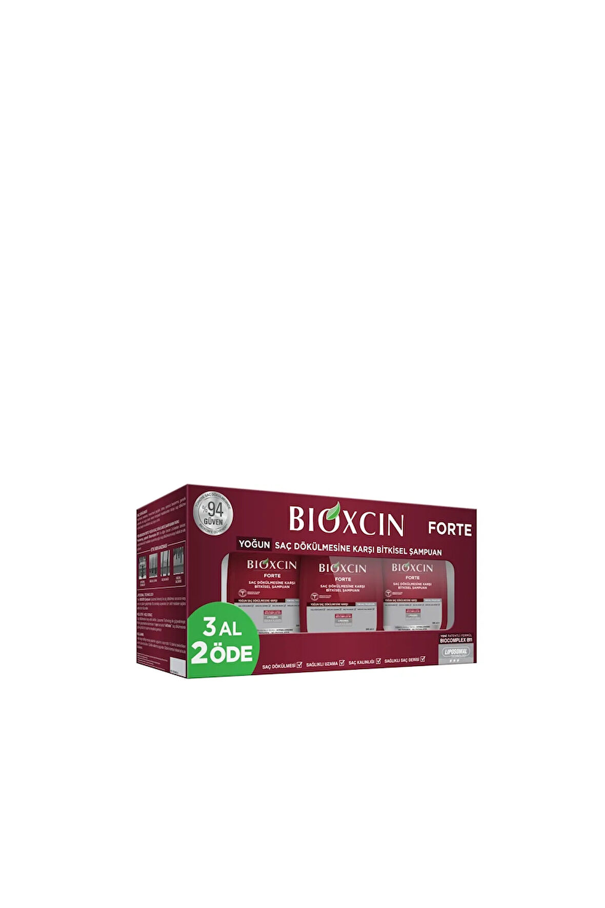 Forte Dökülme Karşıtı Saç Bakım Şampuanı 3al 2öde 3x300 ml (Tüm saçlar için)