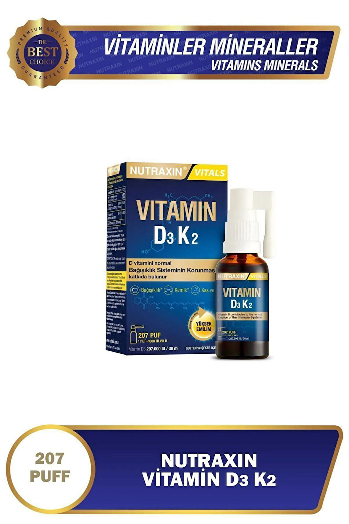 Nutraxin Vitamin D3K2 30 ml 3 Adet