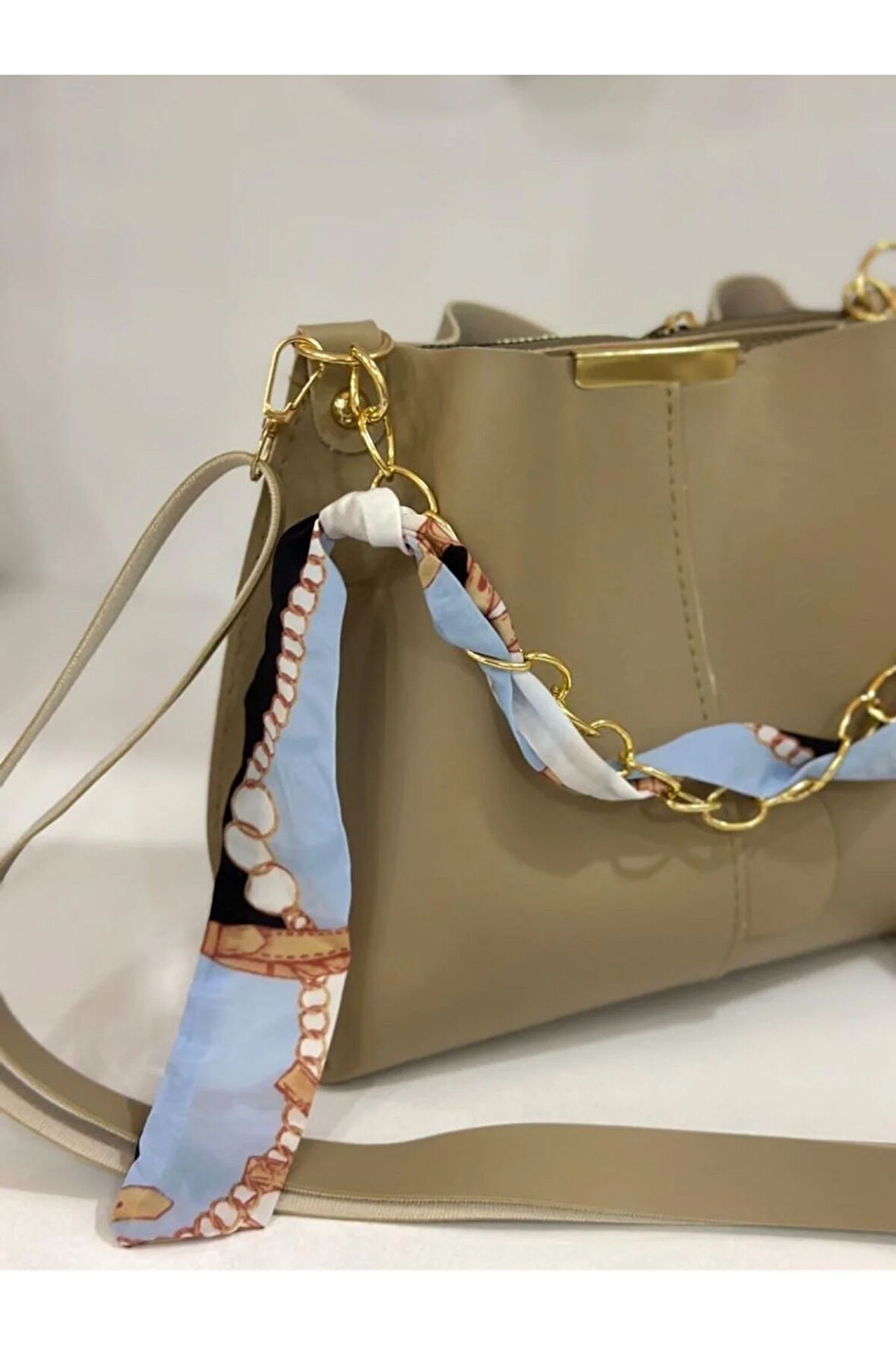 Fularlı 3 gözlü vizyon çapraz ve omuz çantası