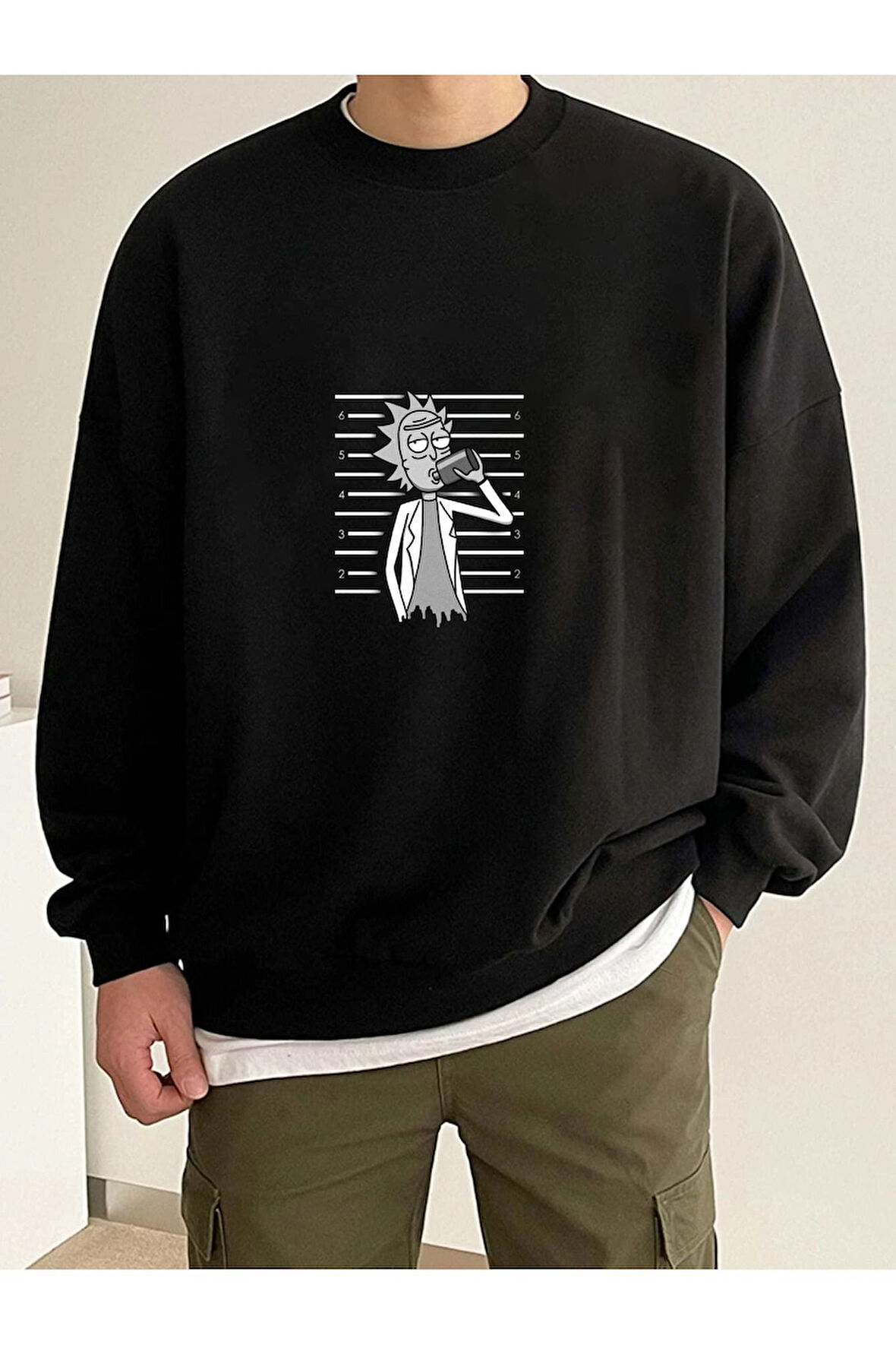 LUNAVISITA Sweatshirt Baskılı Bisiklet Yaka