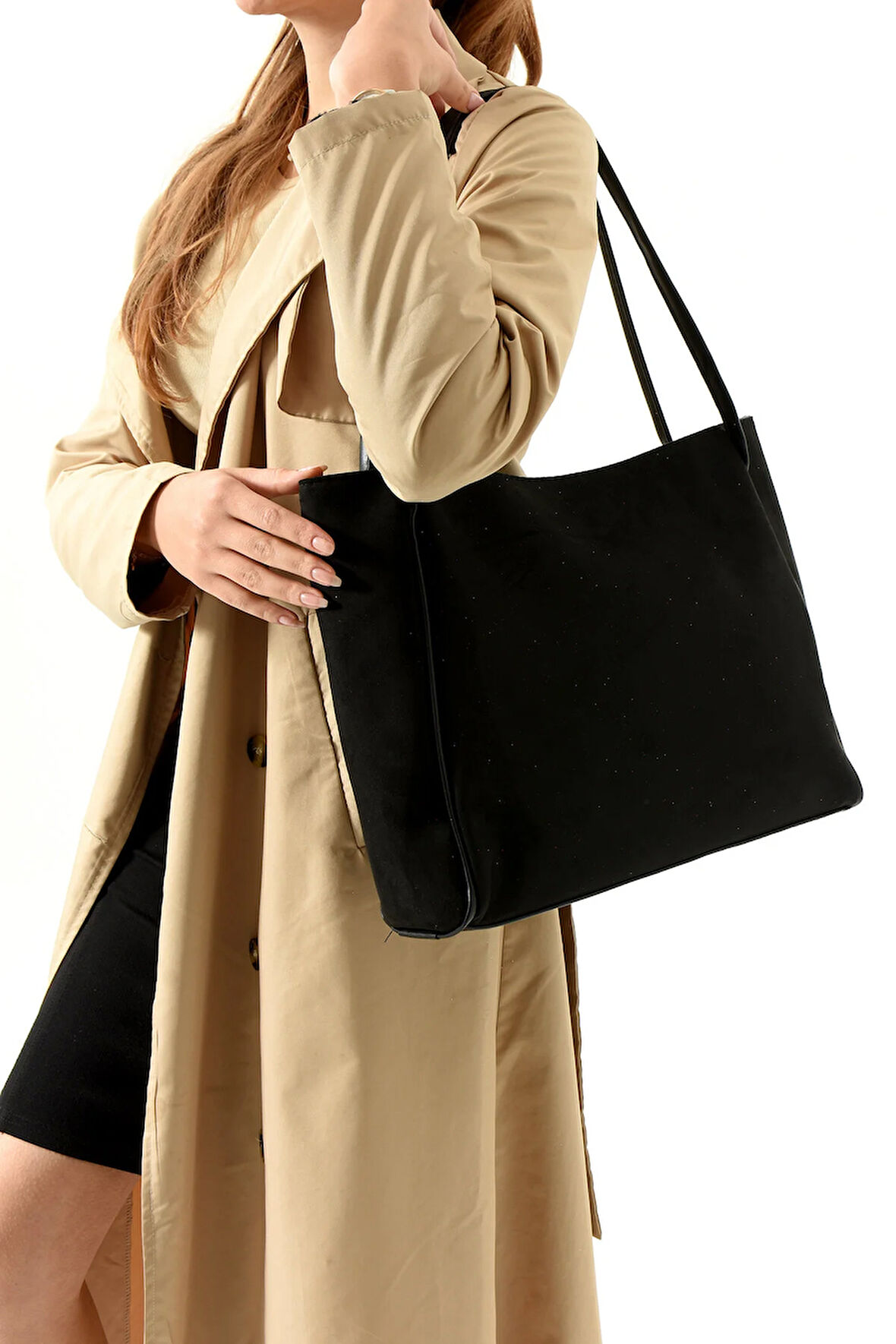 KADIN SALAŞ SUET OMUZ ÇANTASI BÜYÜK BOY ASTARLI