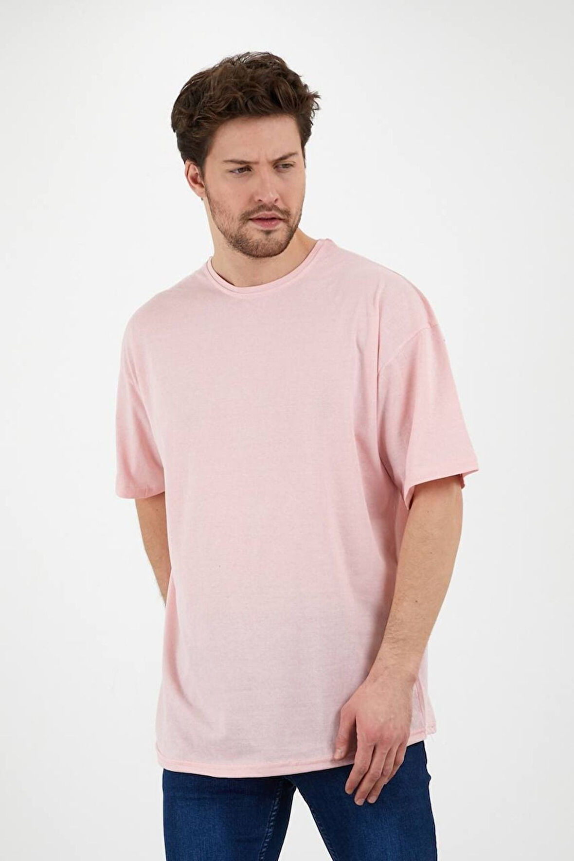 Unisex Pamuklu Turuncu Bisiklet Yaka Oversize T-shirt