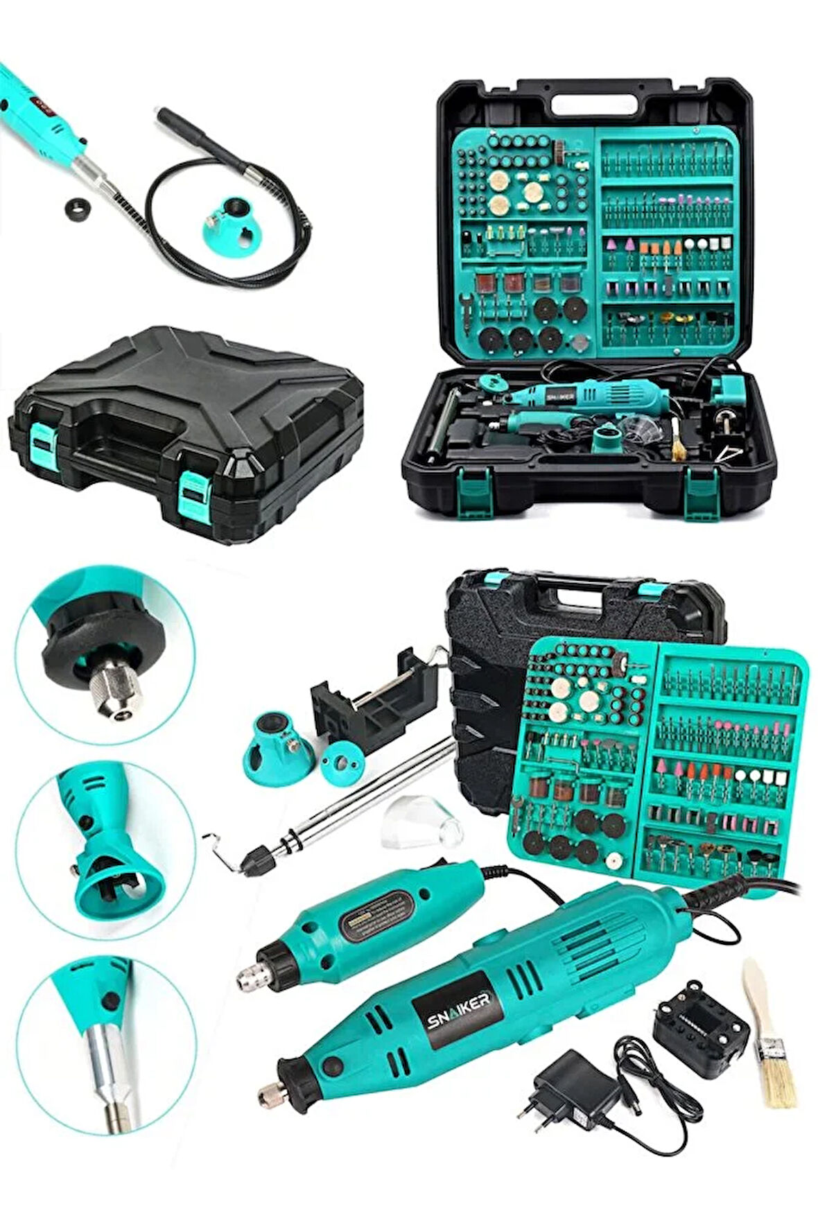 Alman 400 Watt 352 Parça 60.000 Rpm 6 Kademe Devir Ayarlı Hobi Gravür Seti Mini Taşlama Makinesi