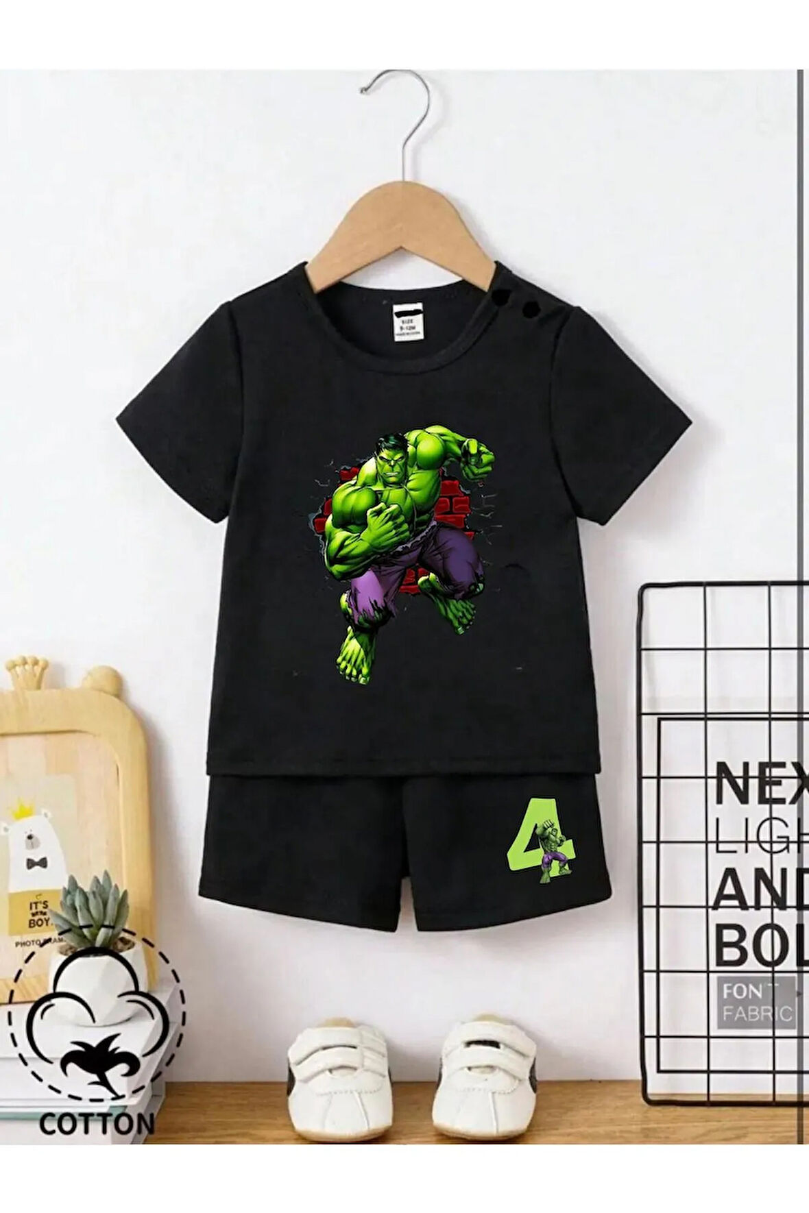 Çocuk Tasarım Hulk Baskılı T-Shirt Şort Alt Üst Takım