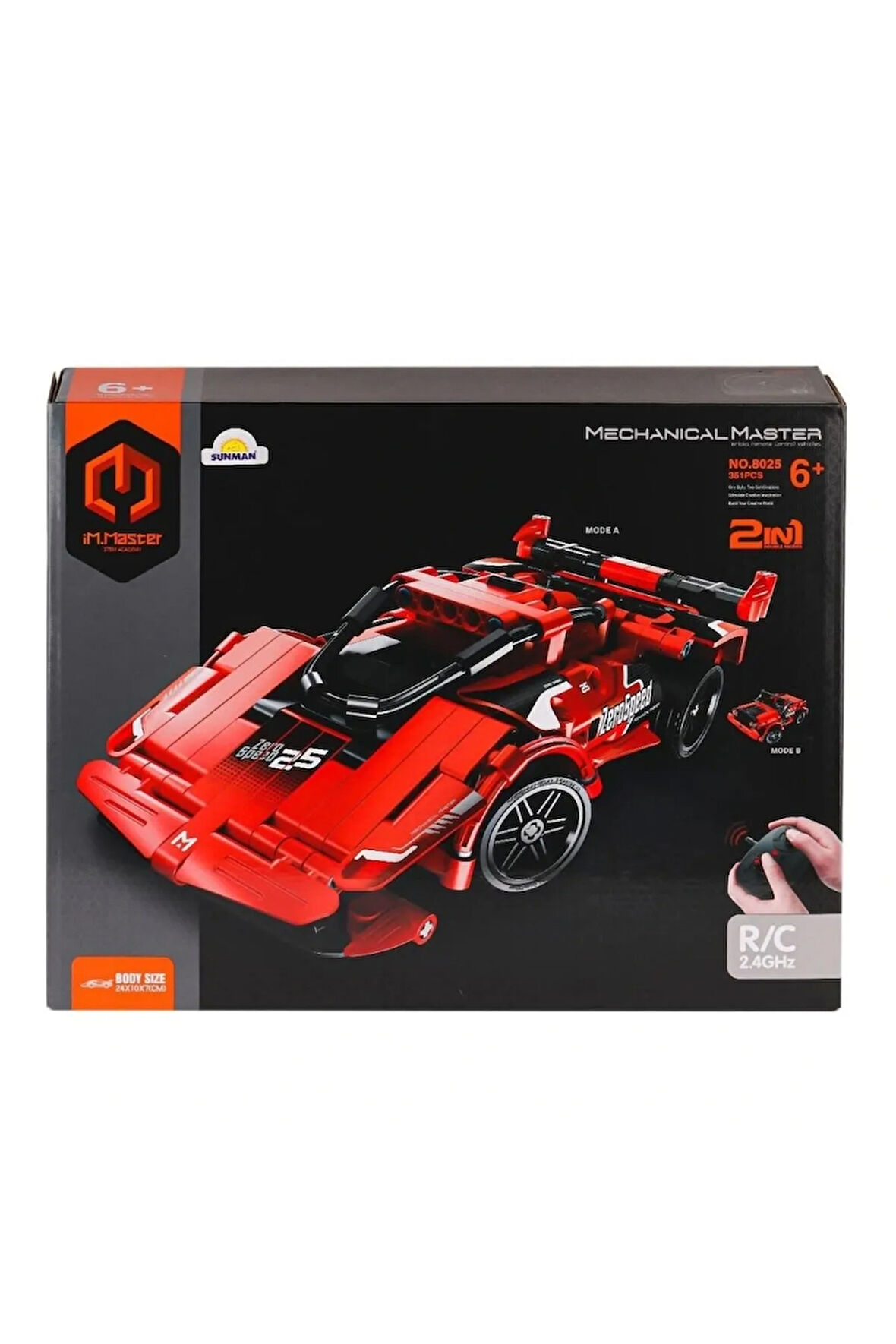 Nessiworld 8025 Imm Kumandalı Süper Araba 2ın1 Kırmızı 351 Parça
