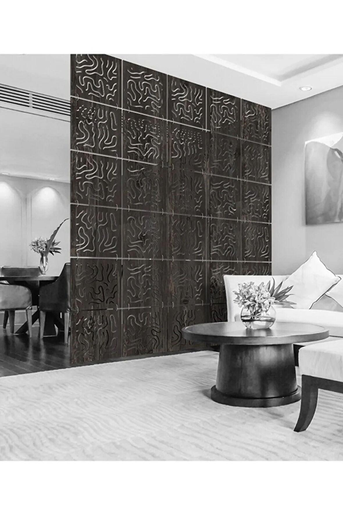 Lazer Kesim Sarkıt Paravan, Ahşap Seperatör, Panel Levha Seti Dekorasyon Ahşap Oda Bölücü seritli