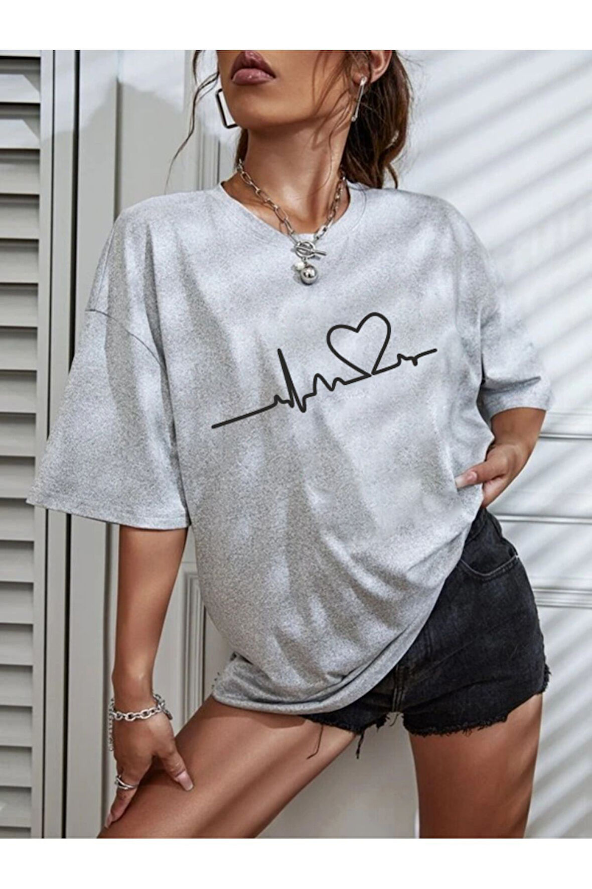 LUNAVISTA Kalp Atışı Baskılı unisex T-shirt