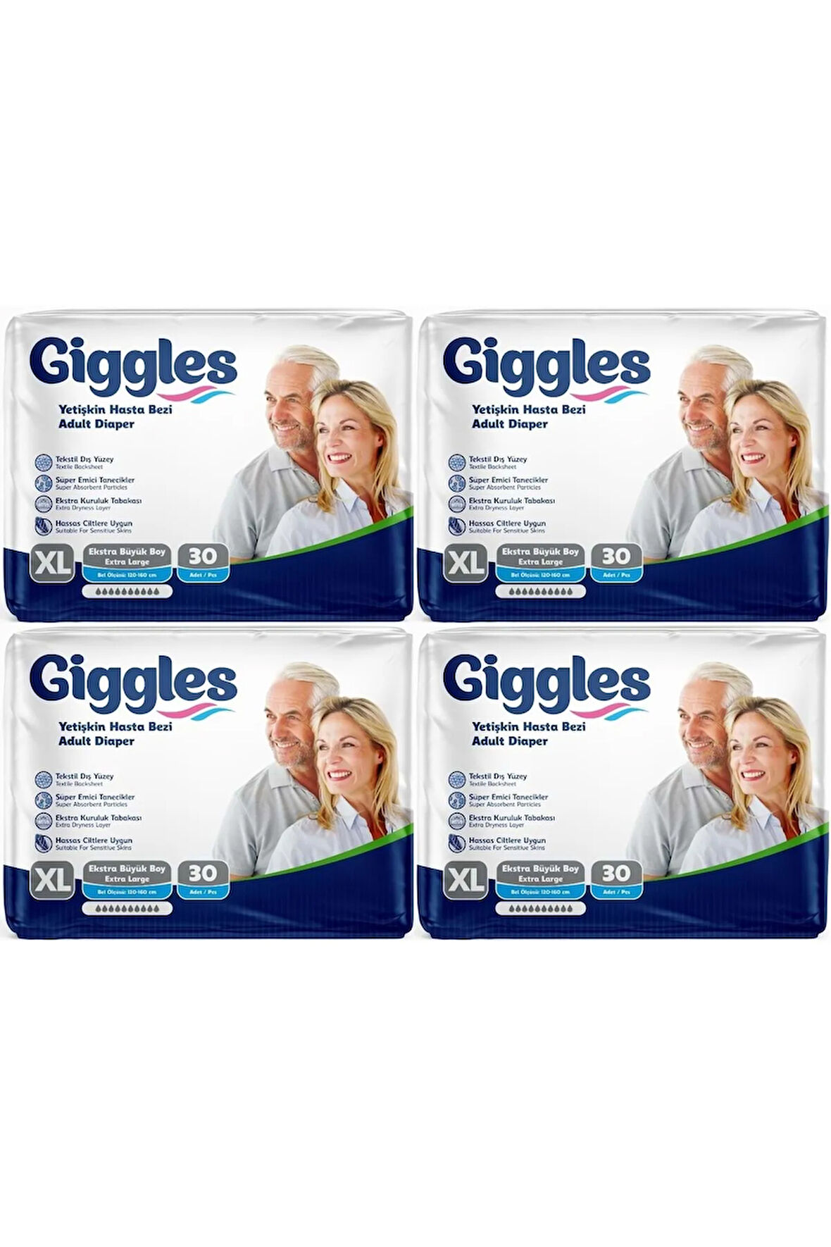 Hasta Bezi Yetişkin Bel Bantlı Tekstil Yüzey Ekstra Büyük (XL) 120 Adet (4PK*30)