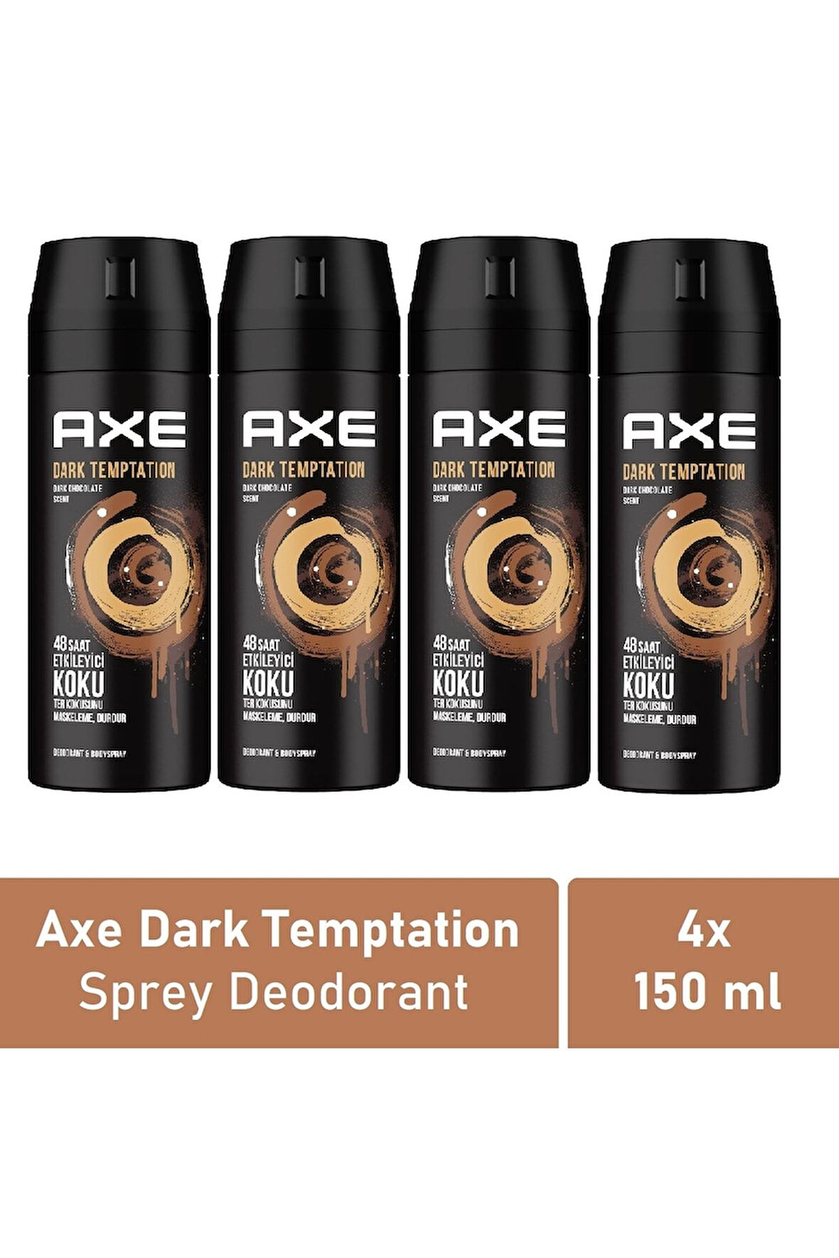 Erkek Deodorant Dark Temptation 150 Ml - 4'lü Avantaj Paketi