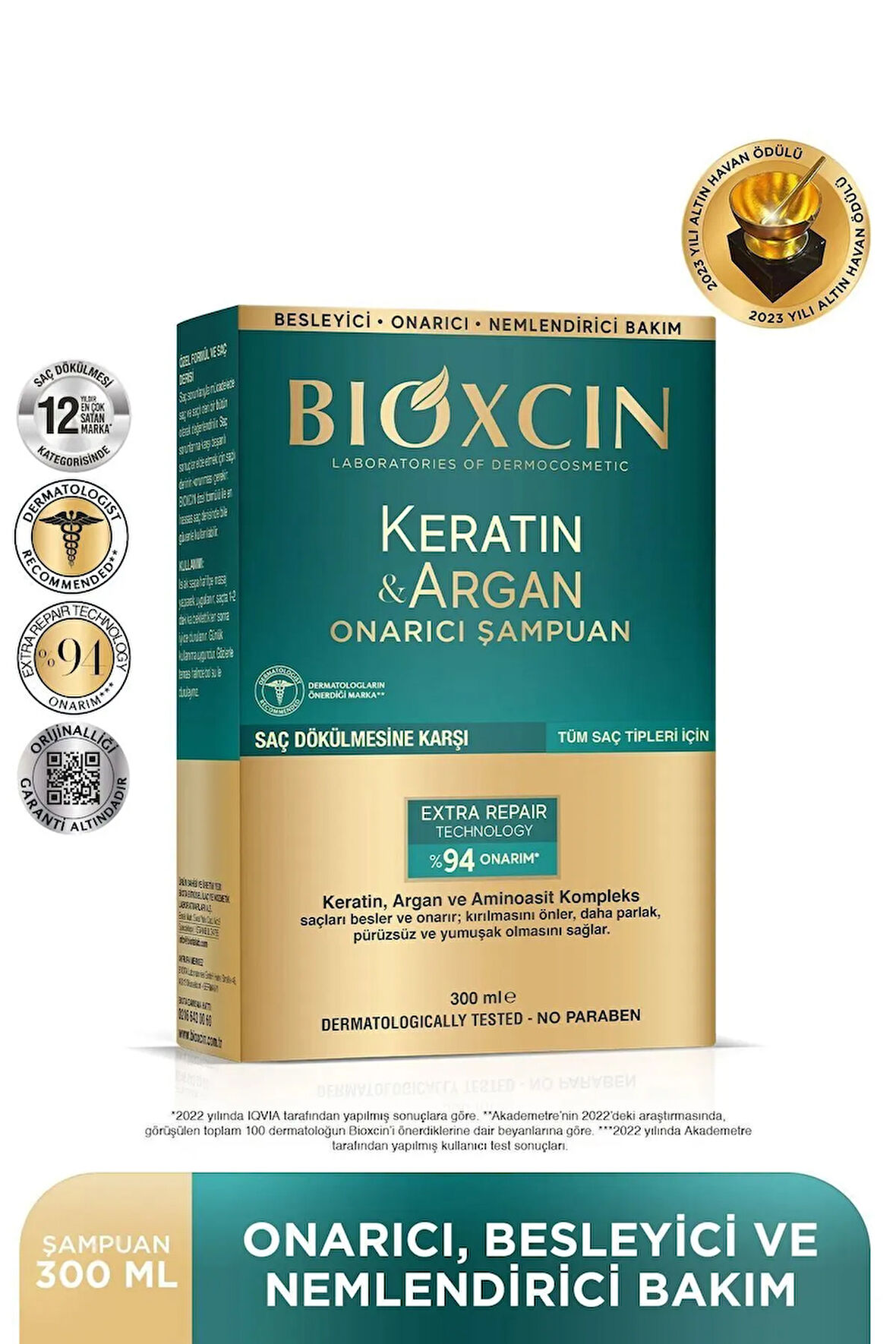 Keratin & Argan Onarıcı Şampuan 300 ml - Yıpranmış Ve Hasar Görmüş Saçlar 3'lü