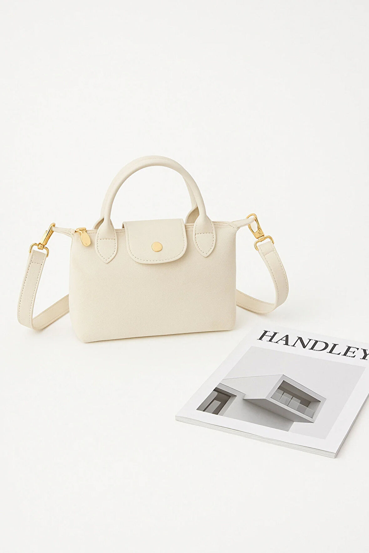 Lilyana – Deri Detaylı Süet El ve Omuz Çantası