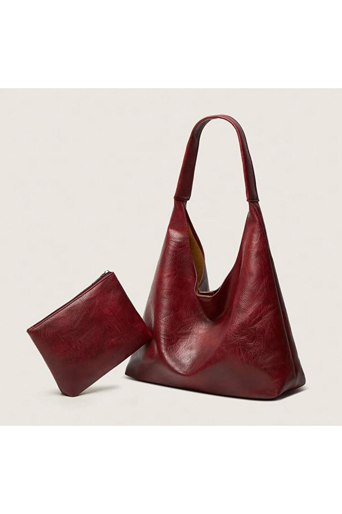 Kadın Omuz Çantası Büyük Kapasiteli Çok Yönlü yumuşak deri yavrulu cüzdanlı salaş çanta