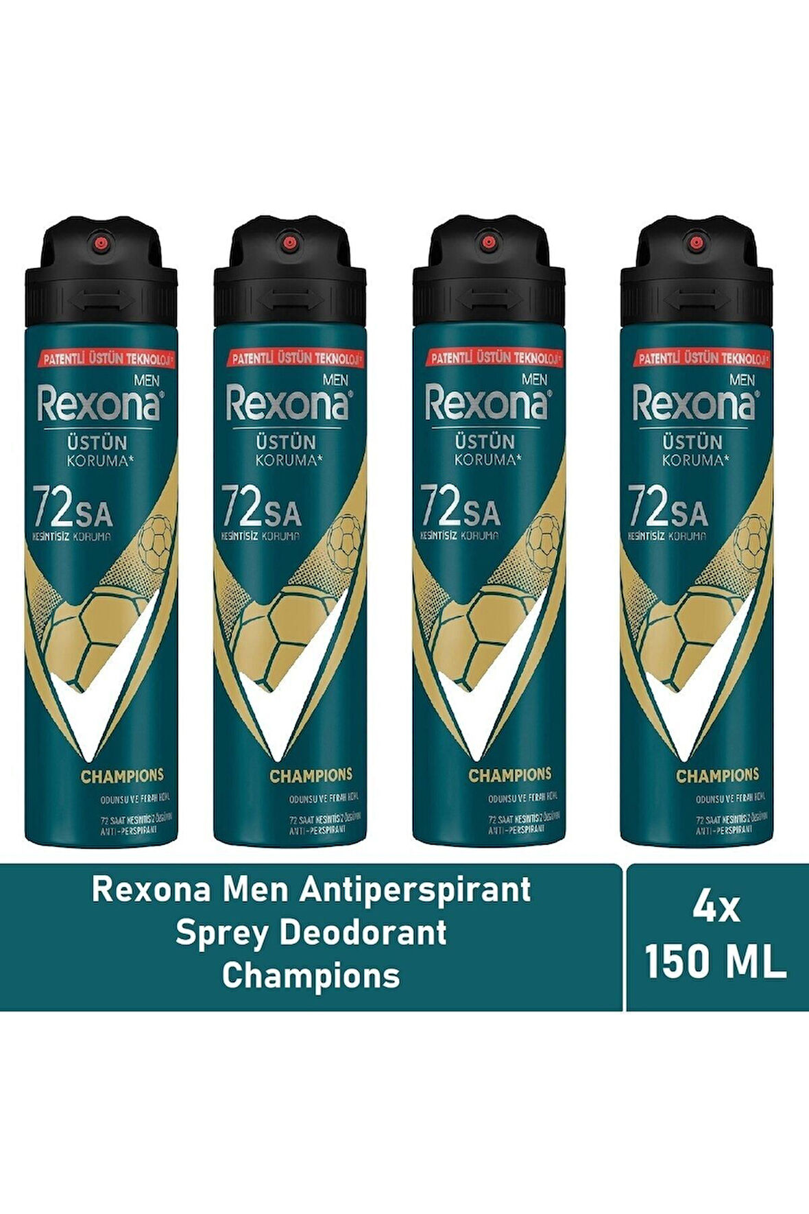 Erkek Deodorant 150 ml Champions X 4 Adet