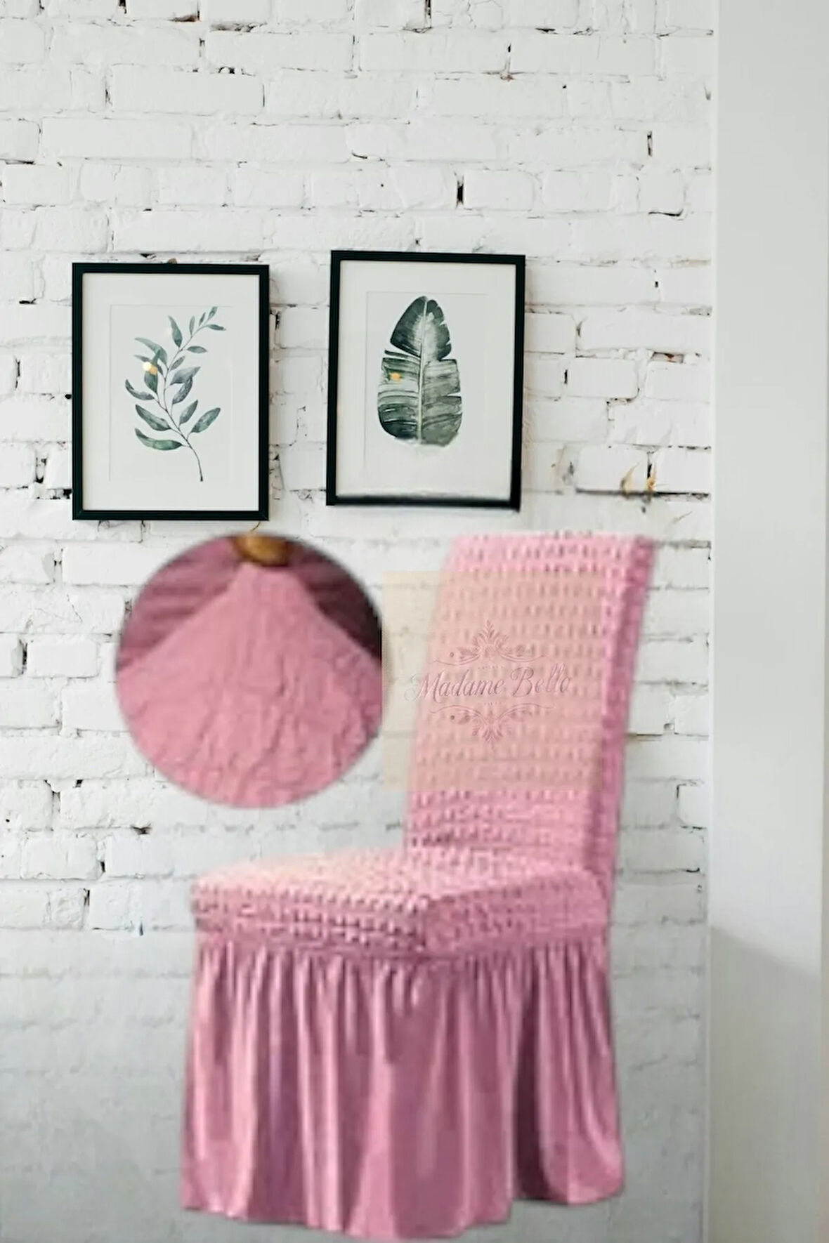 1 Adet Bürümcük Etekli Likralı Esnek Yıkanabilir Sandalye Kılıfı,45x45x60 Ölçüde Sandalye Örtüsü