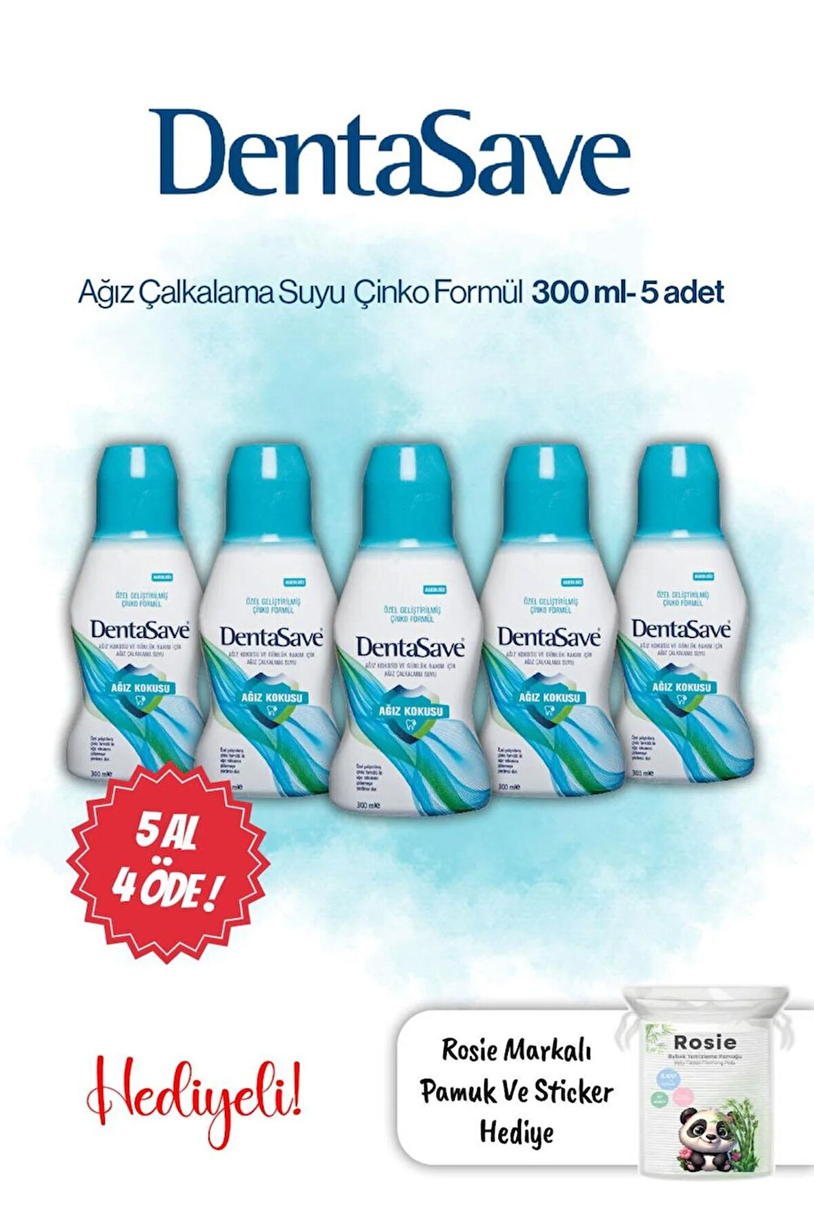 5 AL 4 Öde Ağız Çalkalama Suyu Ağız Kokusu Çinko Formül 300 ml ve Rosie