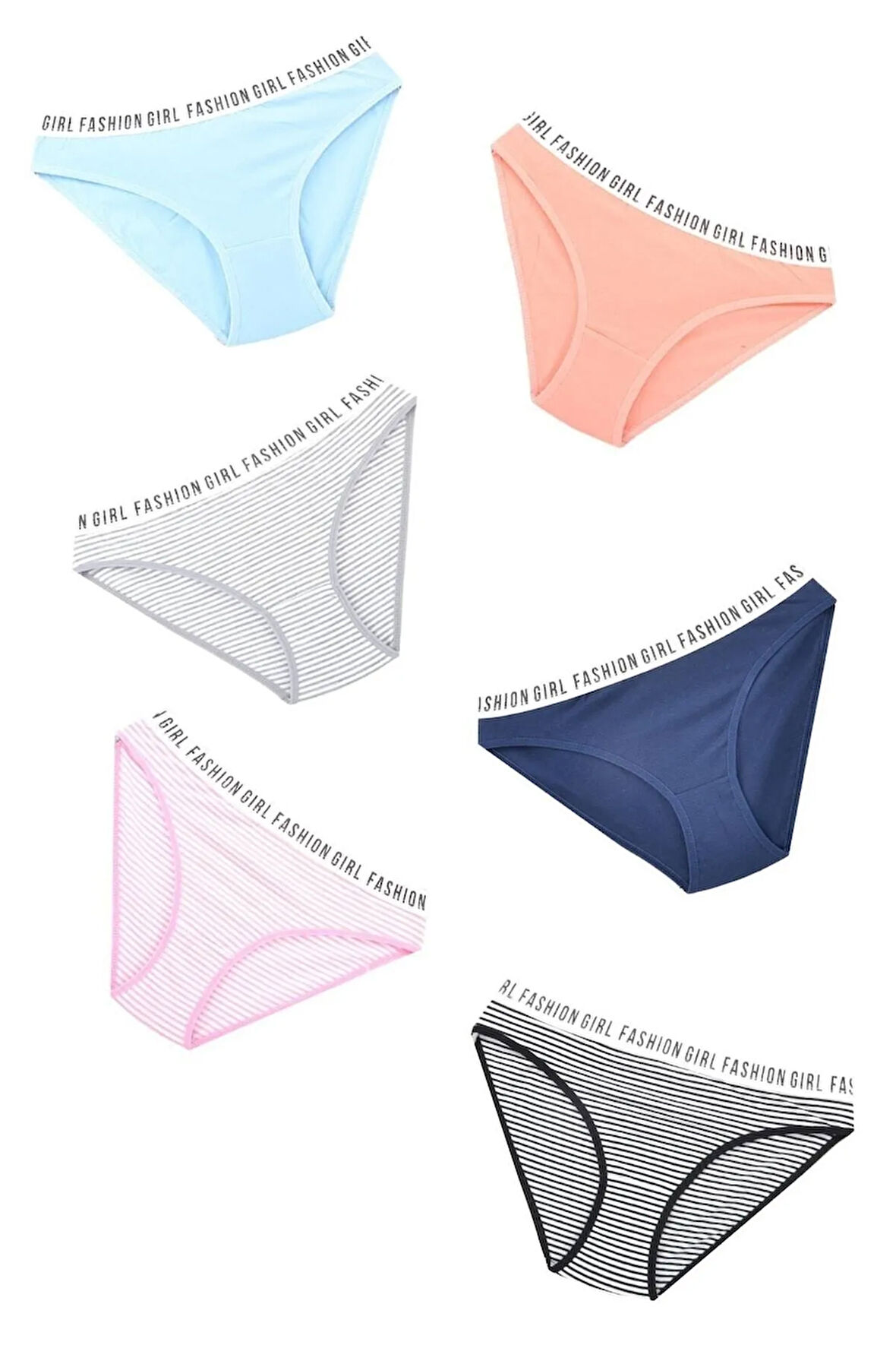 Kadın 6 Lı Fashion Girl Pamuklu Slip Karışık Renkler - Standart