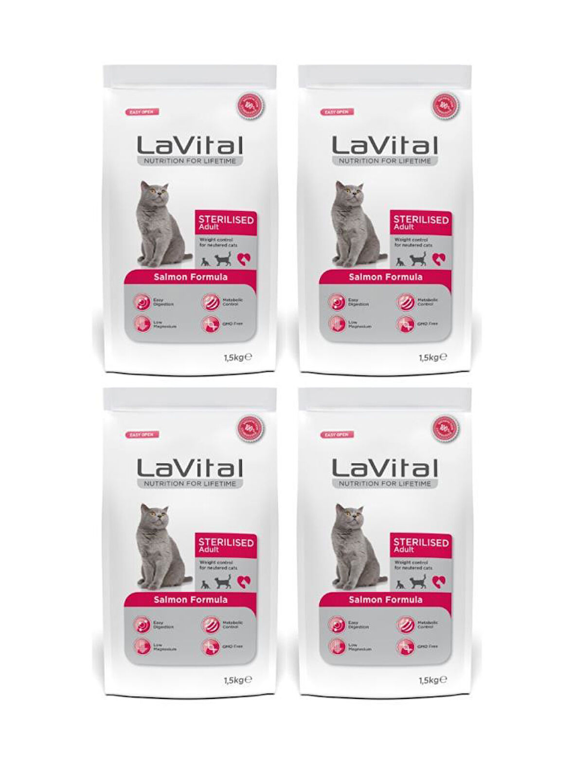 Lavital Somon Balıklı Kısırlaştırılmış Kuru Kedi Maması 1.5 Kg*4 Adet