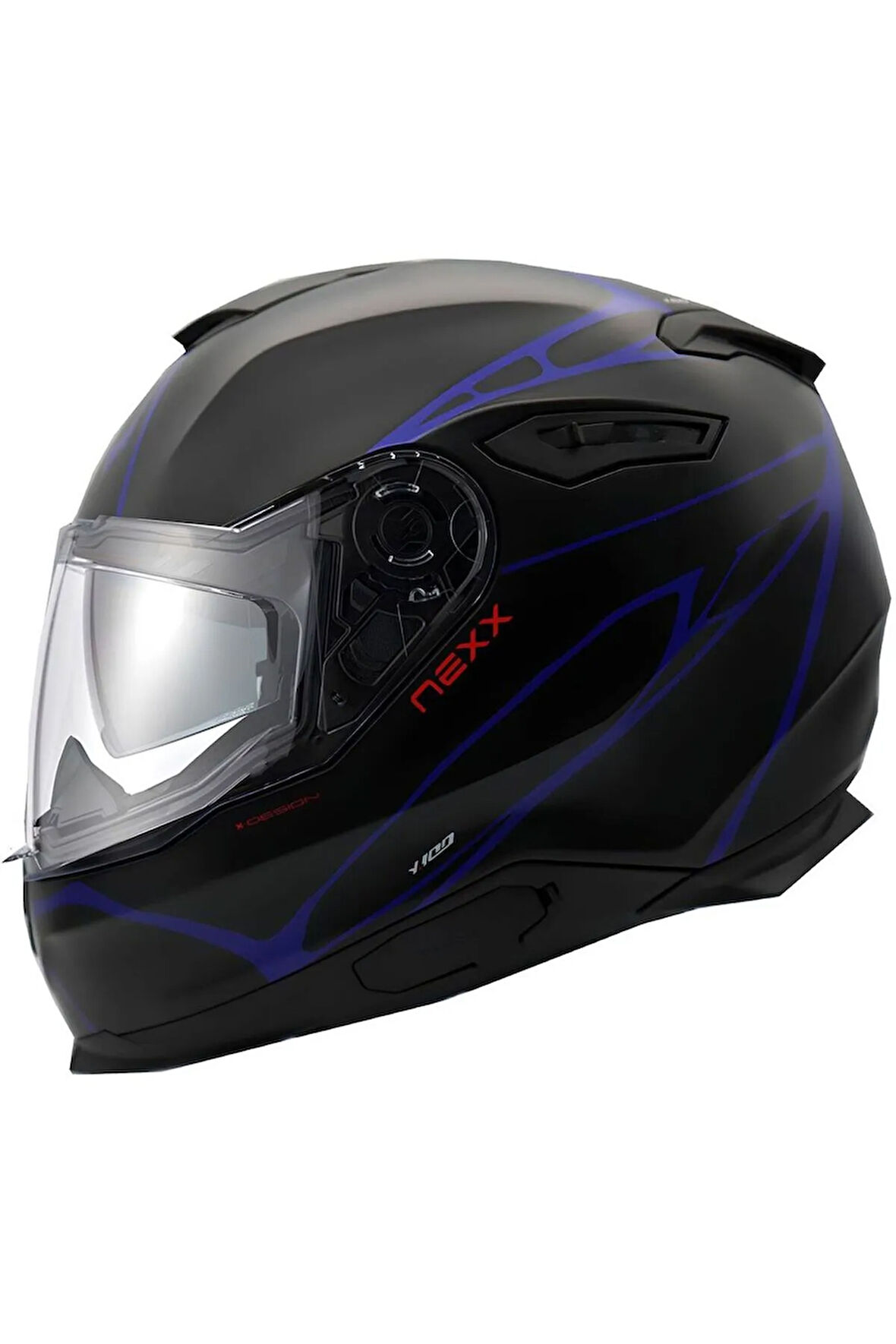 Y.100 B-sıde Mat Siyah-navy Mavi Kask