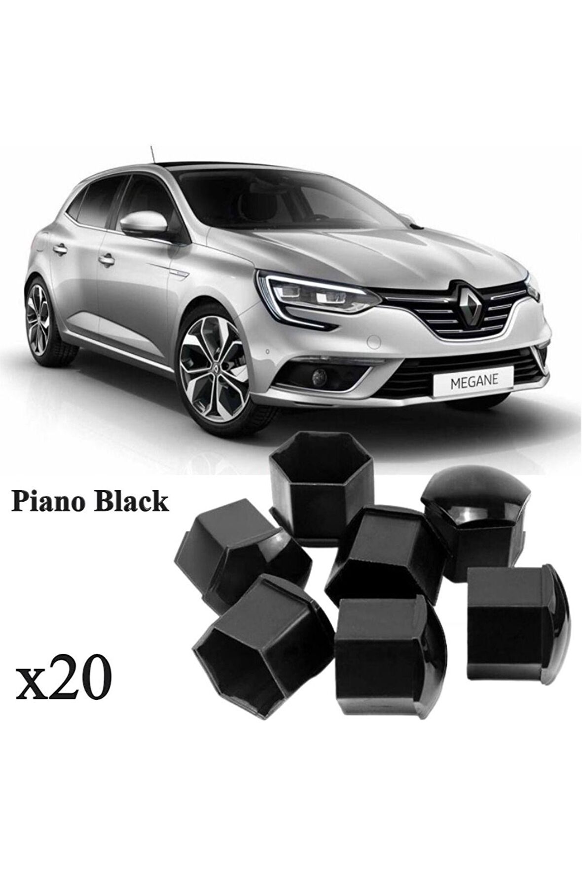 Megane 4 Hatchback 2016-2023 Model Arası Uyumlu (20 ADET) Bijon Kapağı Takım Piyano Siyah
