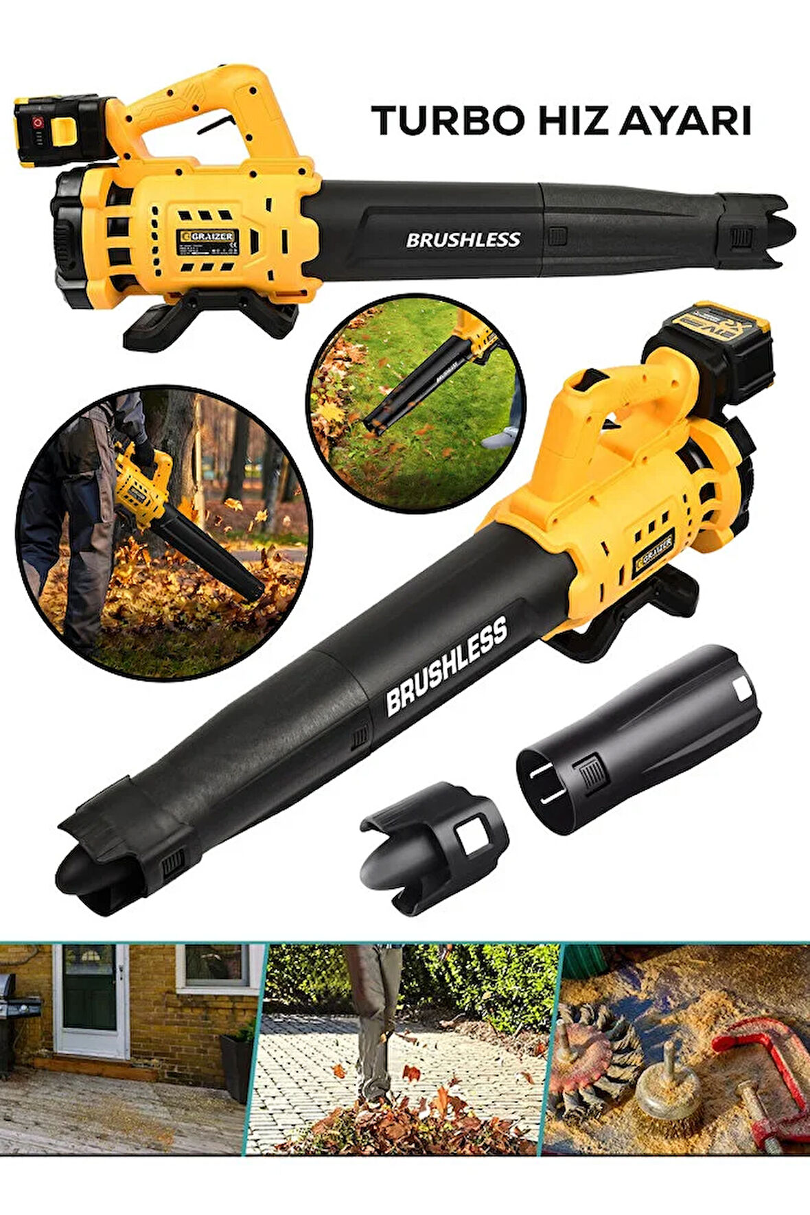 21 V Çift Akülü Turbo Motor 2800 Rpm Yaprak Hava Üfleme Makinesi