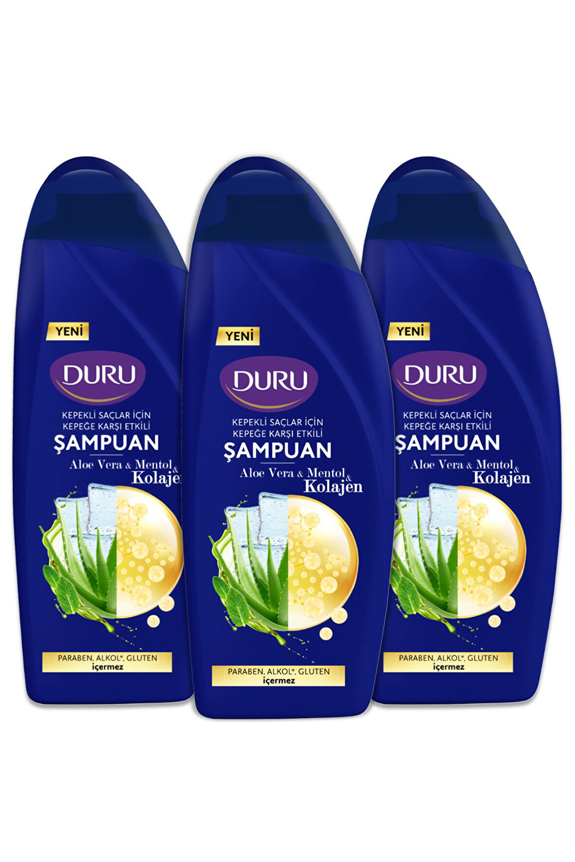 Aloe Vera&mentol&kolajen Kepeğe Karşı Etkili Şampuan 3x500 ml