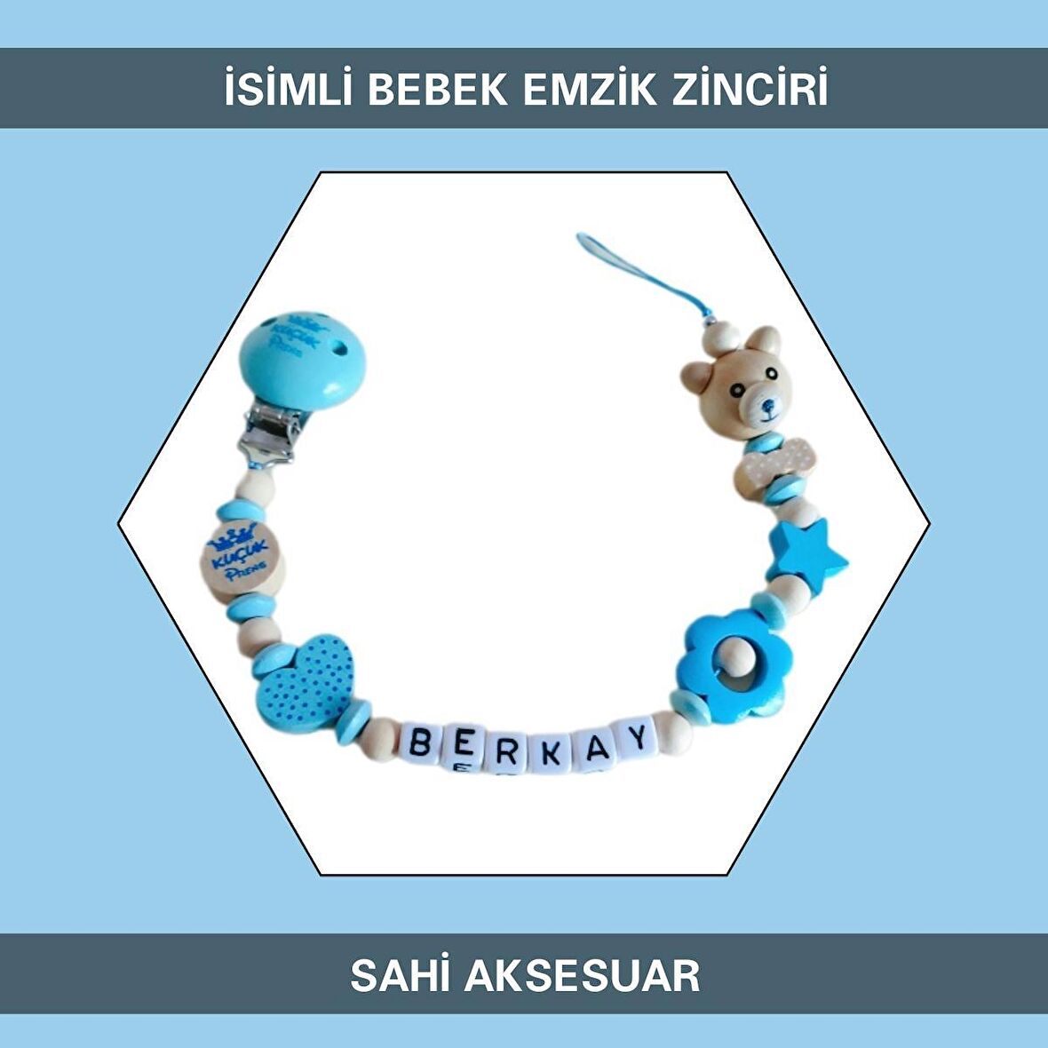 Sahi Aksesuar İsimli Bebek Emzik Zinciri BEZ141