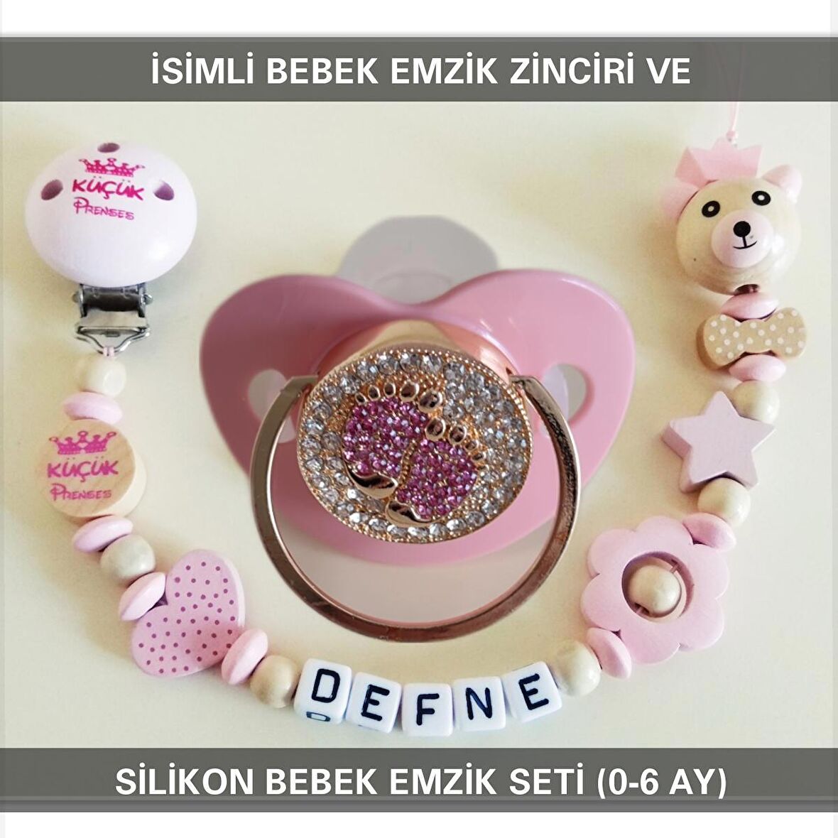 Sahi Aksesuar İsimli Emzik Zinciri ve Silikon Emzik Seti BEZYI387