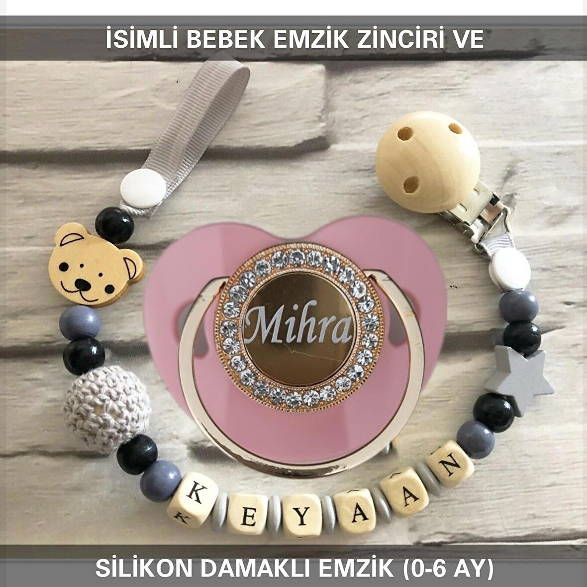 Sahi Aksesuar İsimli Emzik Zinciri ve İsimli Silikon Emzik BEZYI392