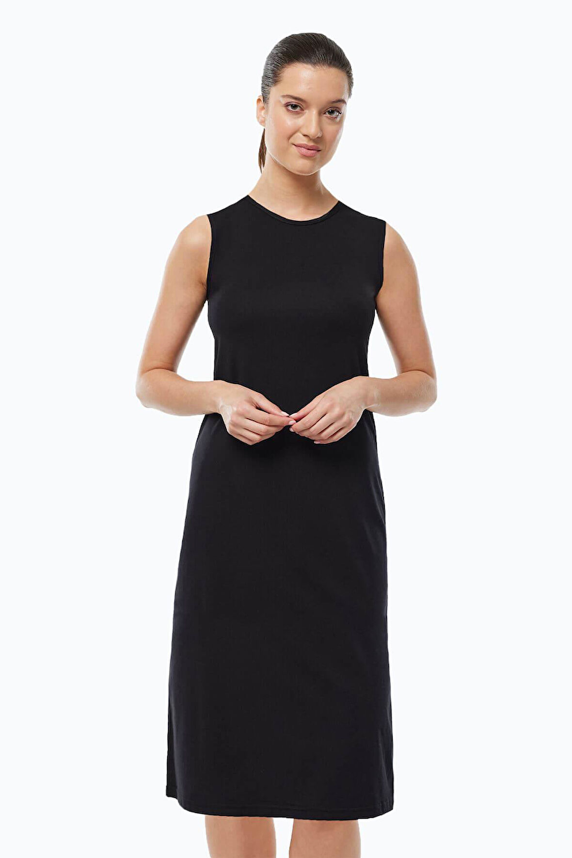 Malabadi 1049 Kadın Modal Sıfır Kol ( Kolsuz ) Uzun Elbise Astarı & Kombinezon