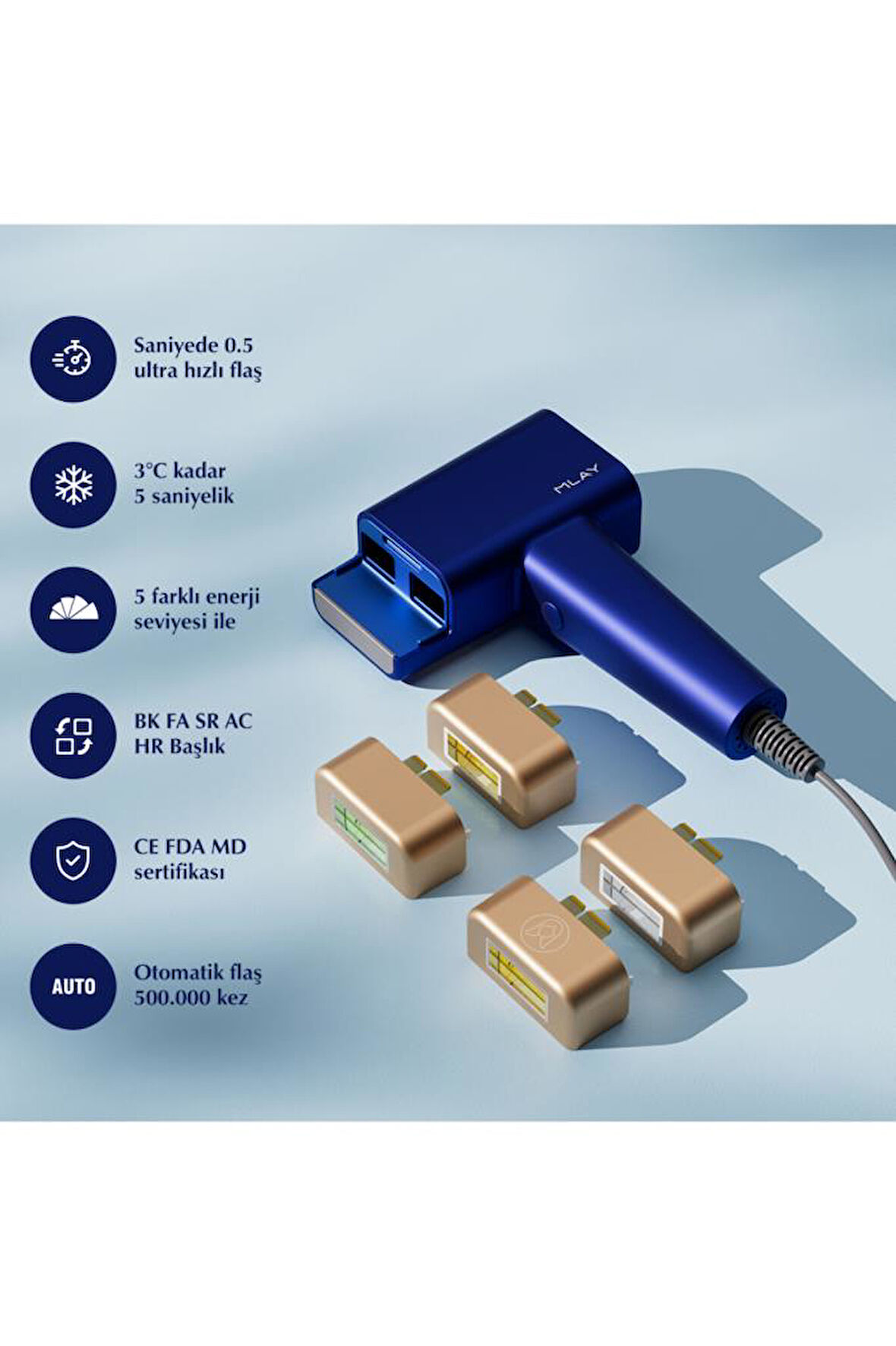 MLAY T16 4 MİLYON ATIM 4 BAŞLIK (HR+BK+FA+SR) EV TİPİ LAZER EPİLASYON CİHAZI
