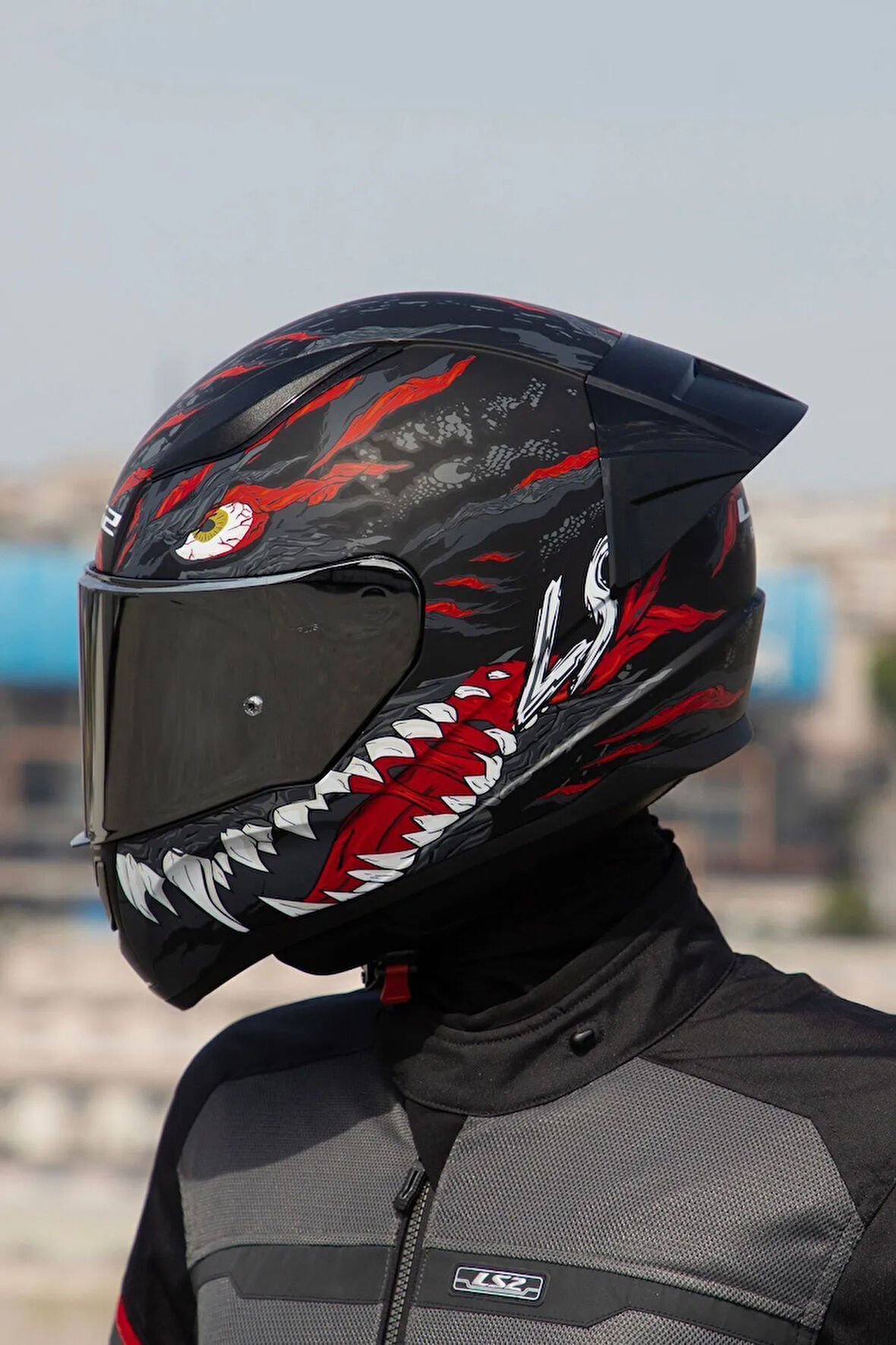 RAPID 2 RACE KAIJU MAT SİYAH-KIRMIZI-BEYAZ KASK