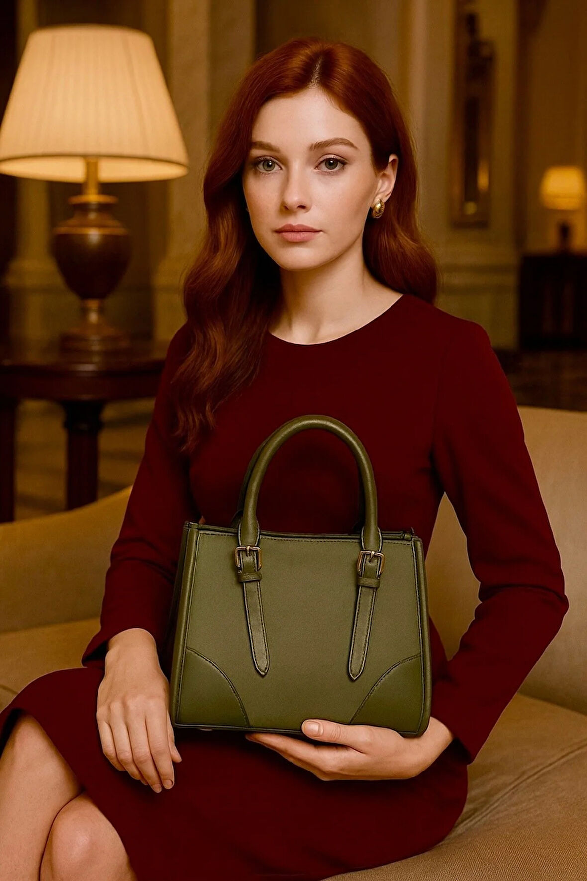 Lüks Deri & Süet Detaylı Omuz Çantası Likya