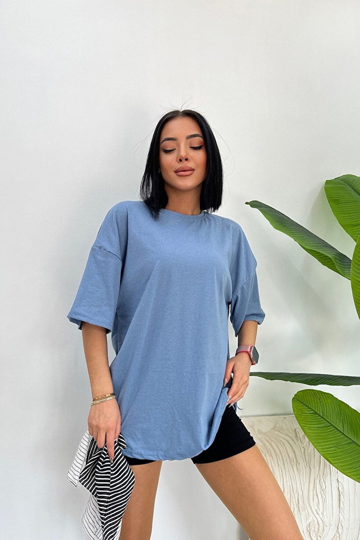 Unisex Pamuk Bisiklet Yaka papatya baskılı cicek Örme T-shirt