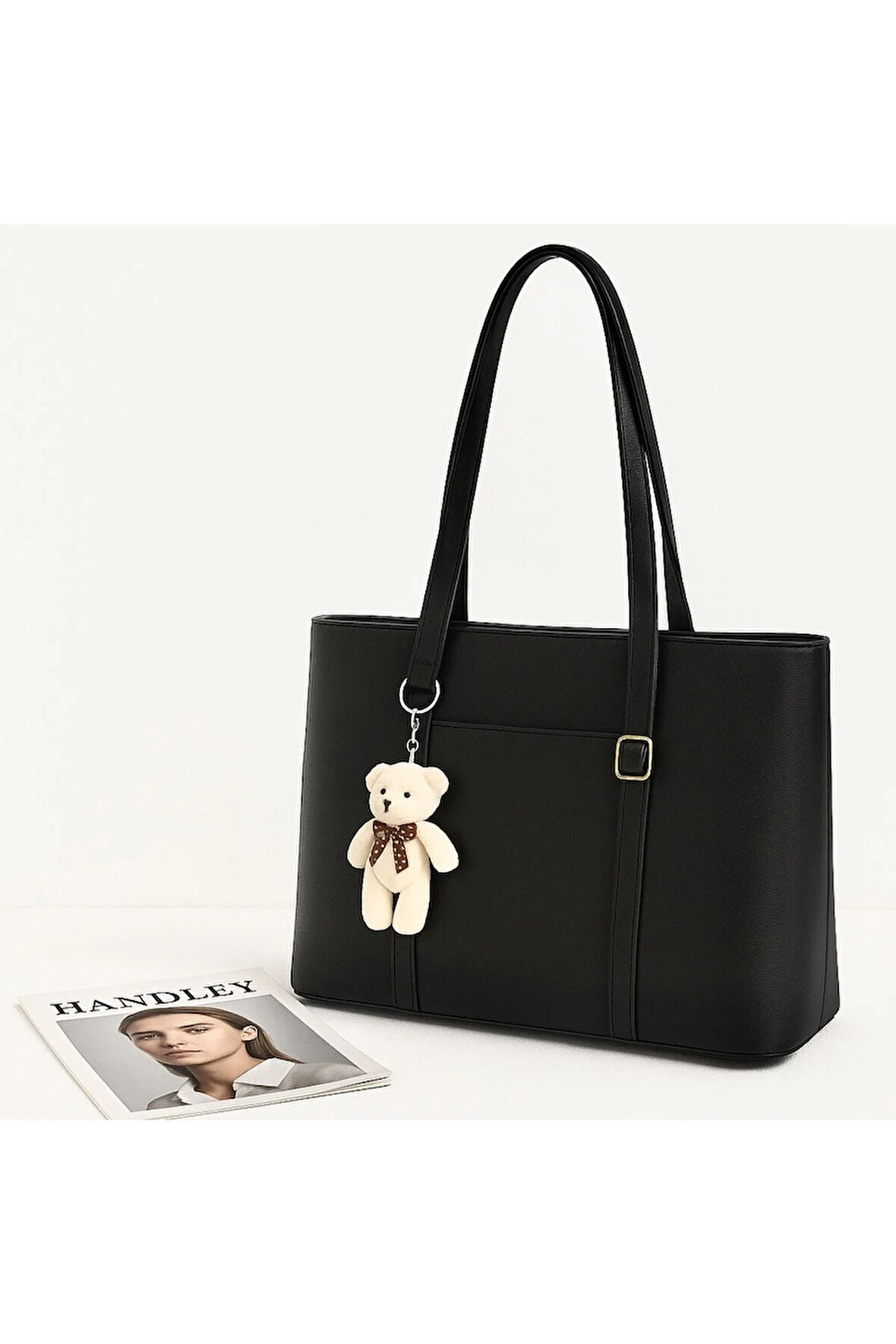 Sevimli Ayıcık Charm Büyük Kapasiteli Omuz Çantası