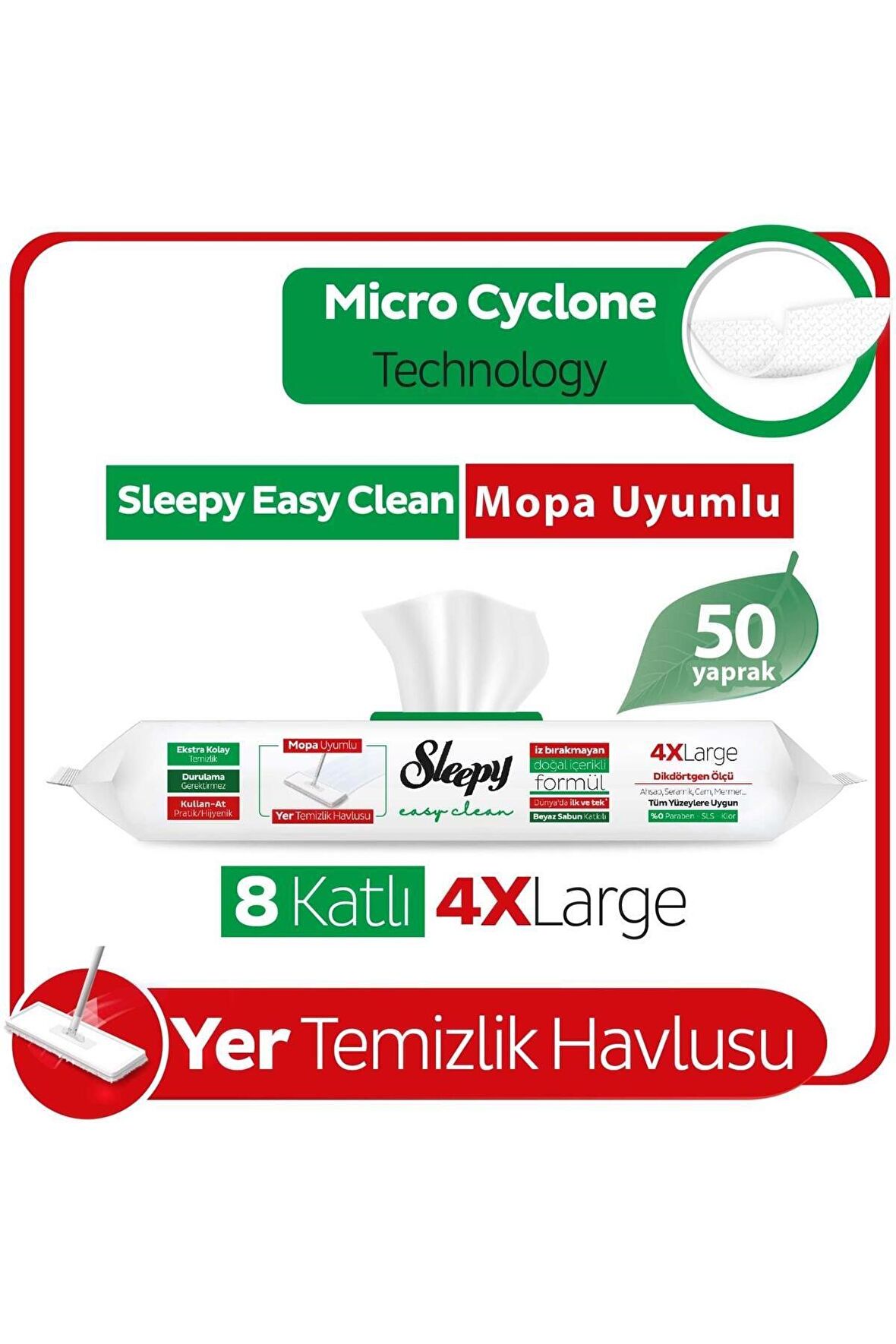 Easy Clean Beyaz Sabun Katkılı Mopa Uyumlu Yer Temizlik Havlusu 50 Yaprak