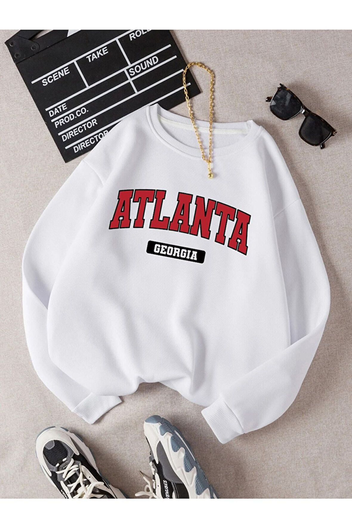 Unisex Beyaz Oversize Sweatshirt