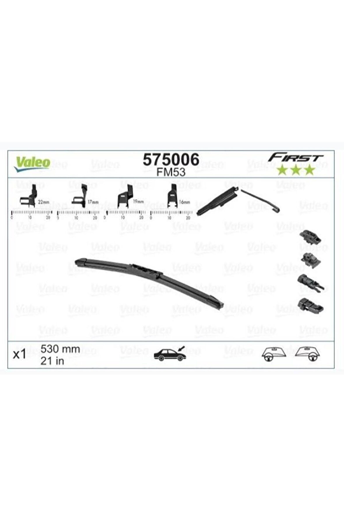 First Multiconnection Flat Blade (MUZ TİPİ) Silecek (UNİVERSAL) Flat Blade Fm53 (X1) (530 MM)