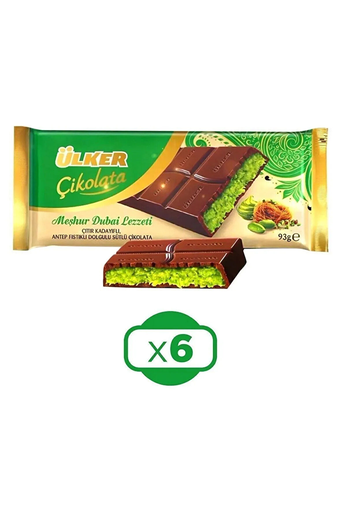 Meşhur Dubai Lezzeti Dubai Çikolatası 93 gr X 6 Adet