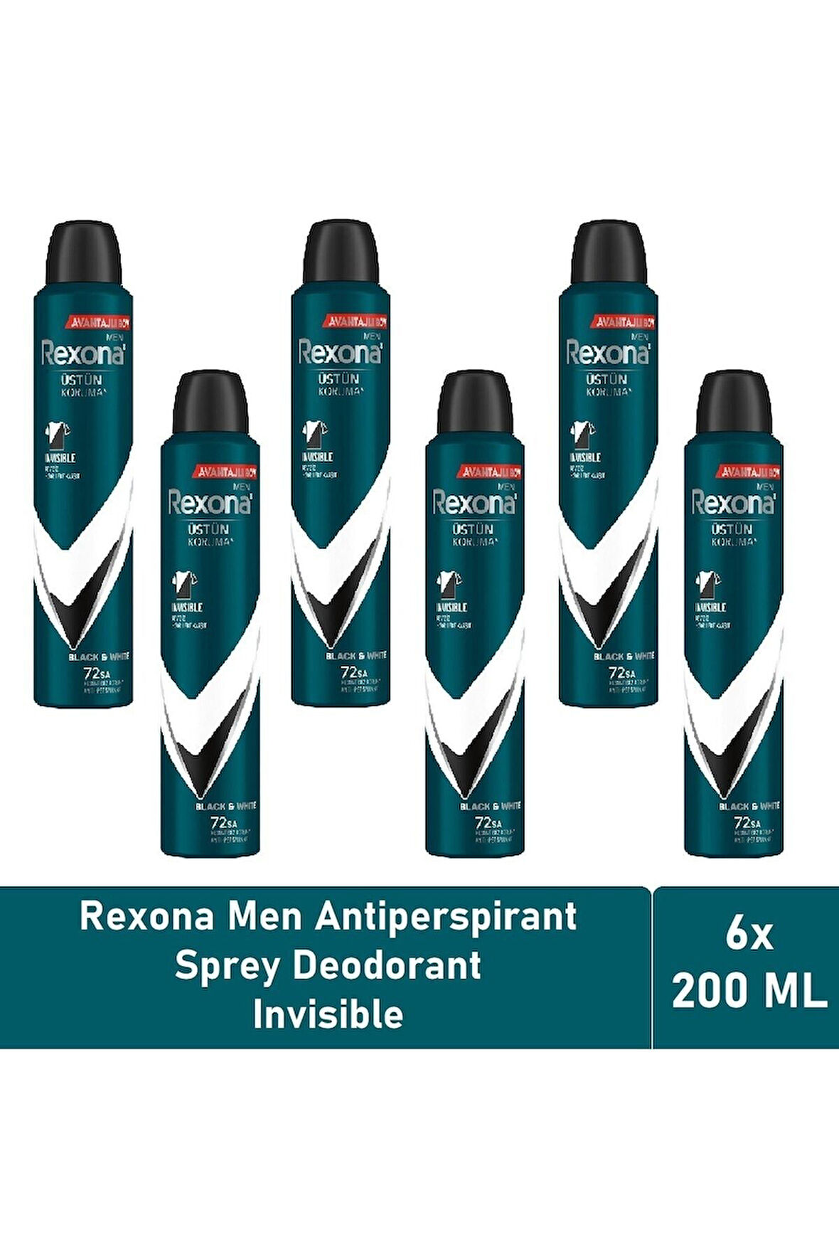 Rexona Men Invisible Black & White 72 Saat Erkek Sprey Deodorant