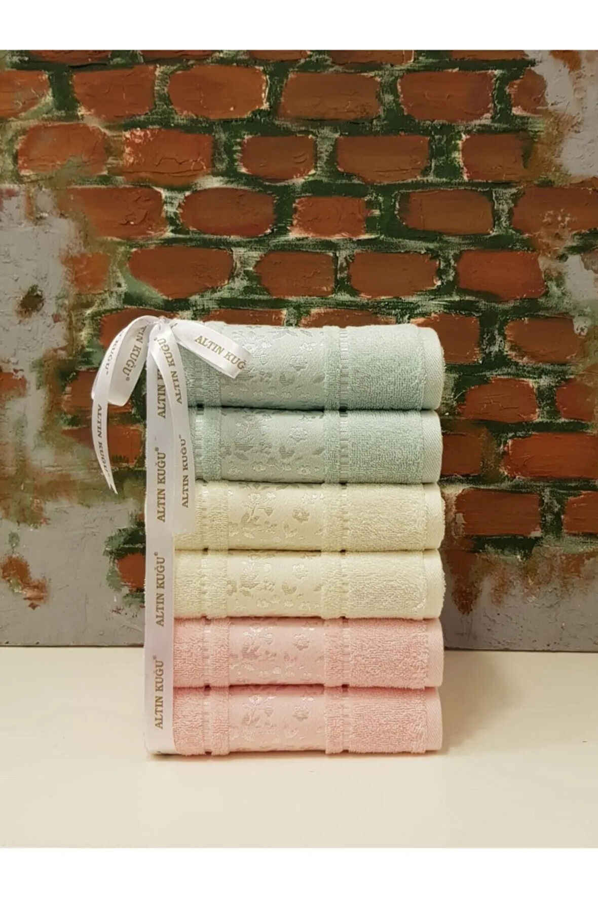 Camellia Havlu 6'lı Pembe Krem Mint