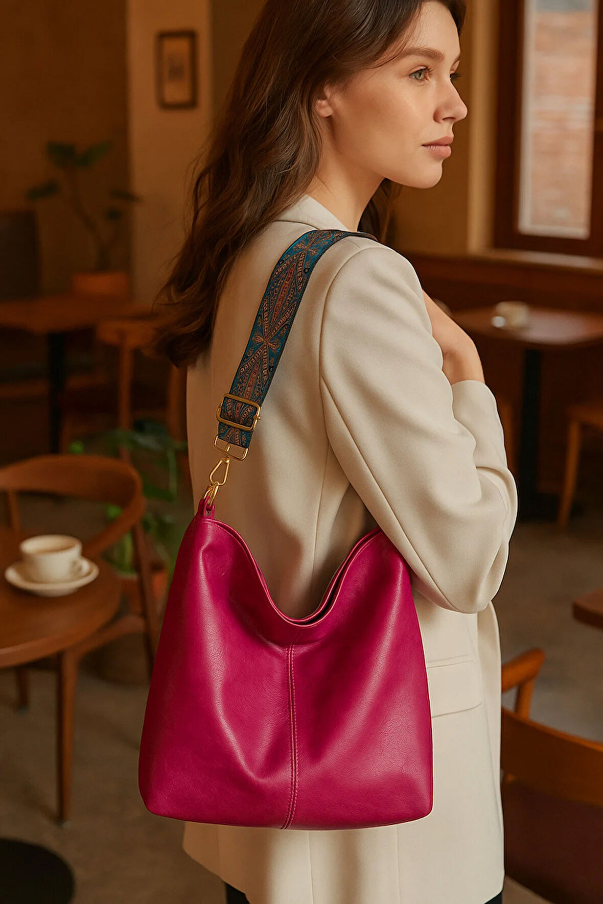 Lüks Dukuma Kolon Askılı Omuz Çantası