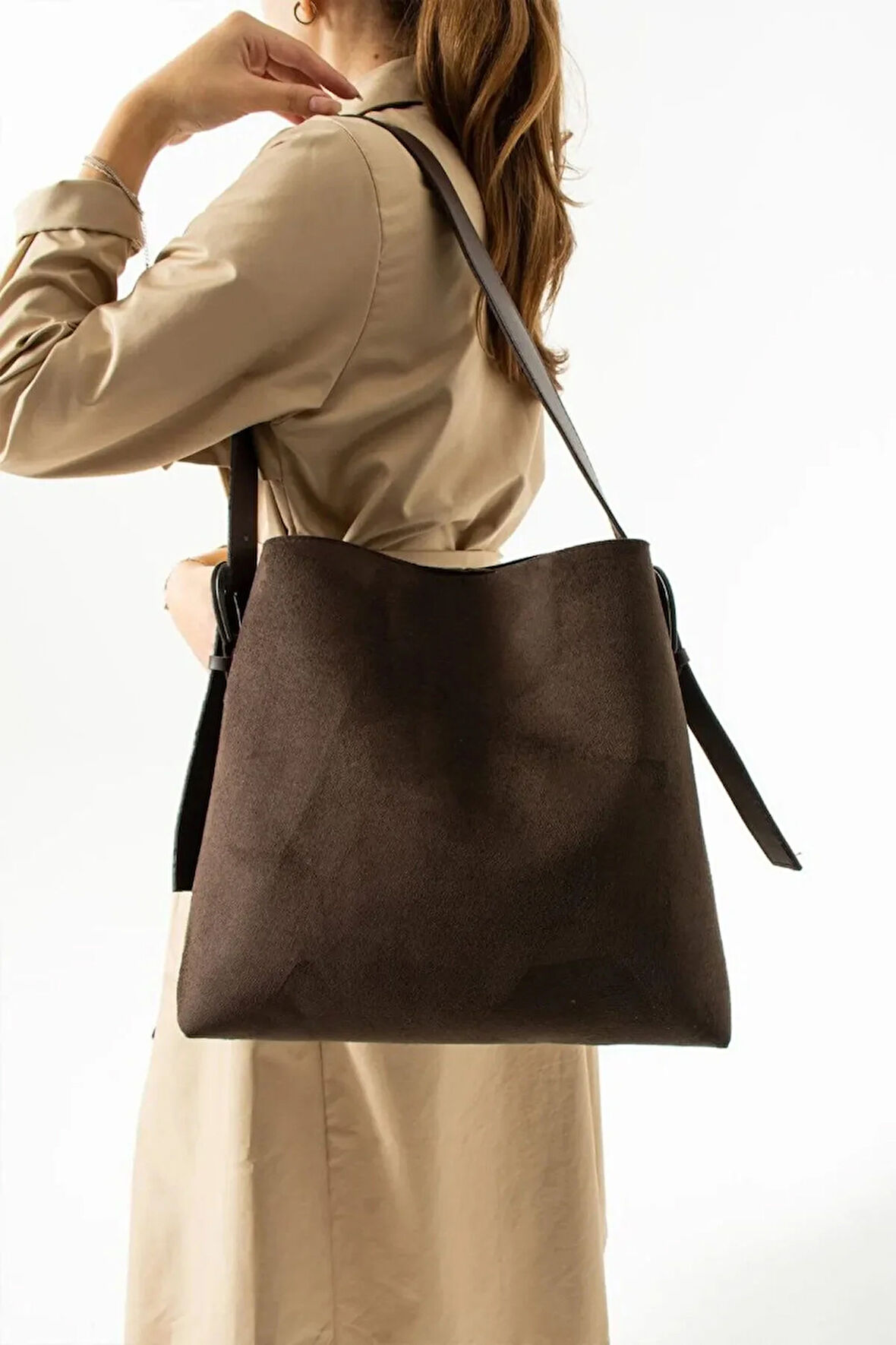 Suet Deri Kadın Omuz Çantası Yavrulu