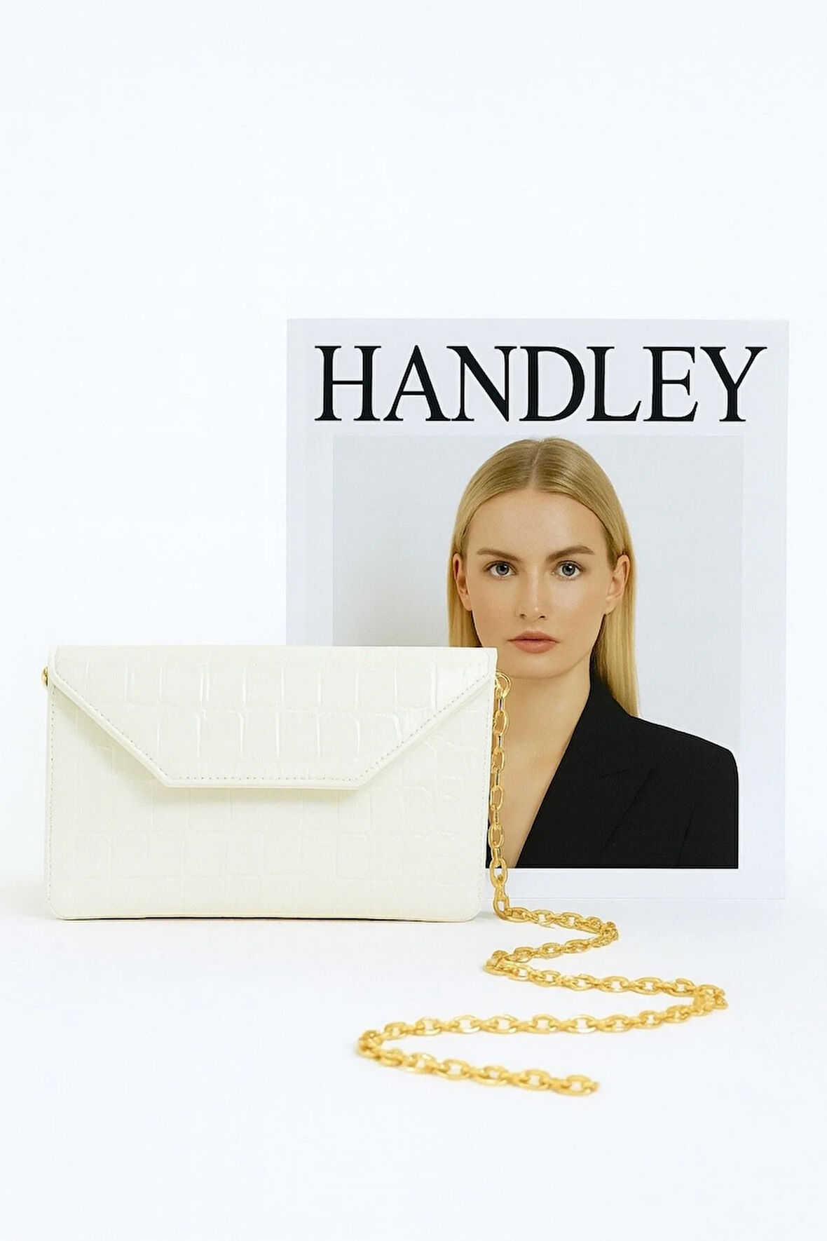 Lüks Kroko Desenli Zincir Askılı Çift Gözlü Omuz Çantası