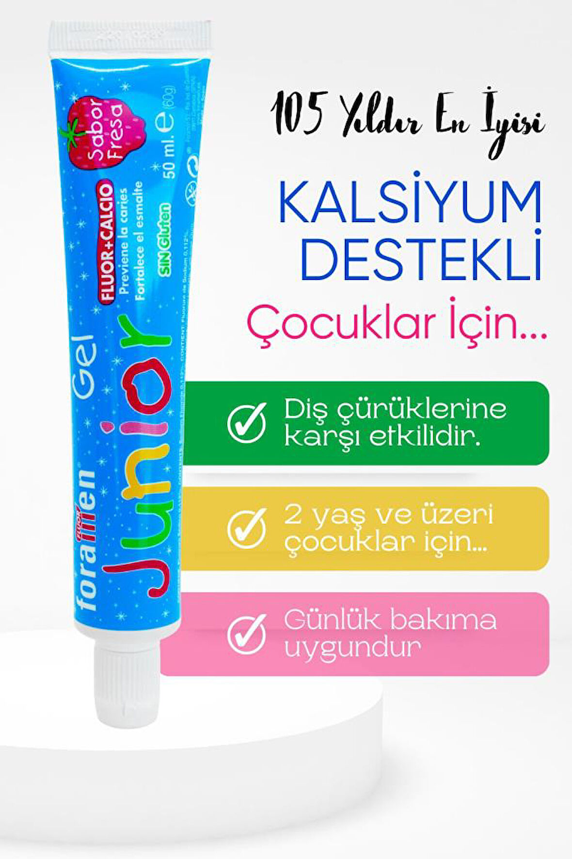 Foramen Çocuklar Için Çilek Aromalı Kalsiyum Destekli Çürüme Karşıtı Diş Macunu 50 Ml/60 gr