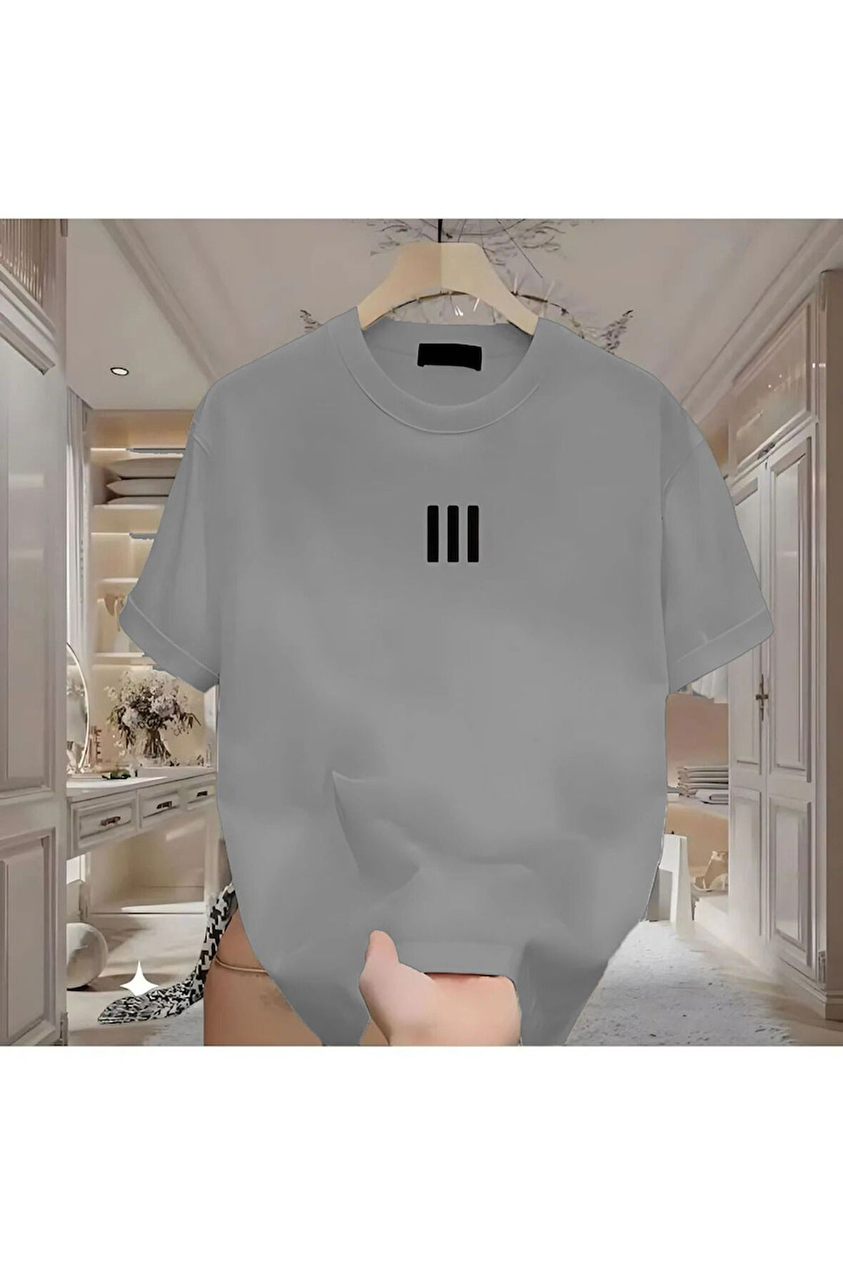 Newon 3 Çizgi Baskılı Beyaz Erkek Tshirt