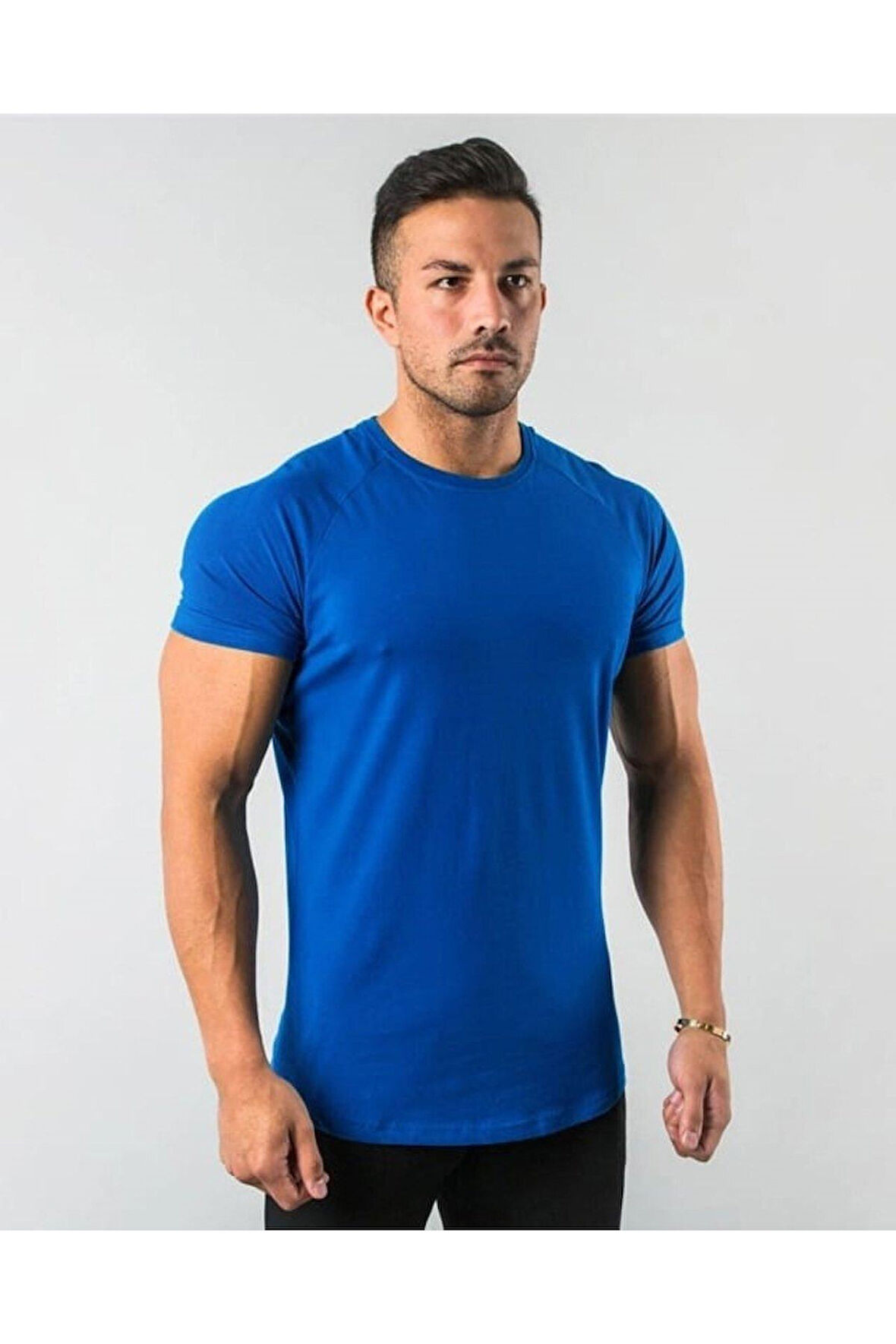 Erkek Siyah  Basic Pamuk Bisiklet Yaka T-shirt