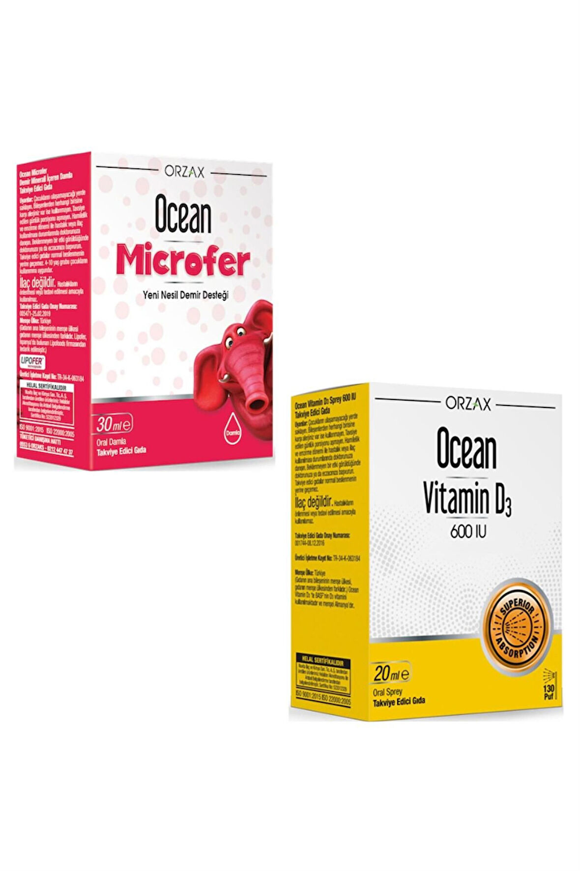 Ocean Microfer Damla 30 ml + Vitamin D3 600 IU Sprey 20 ml
